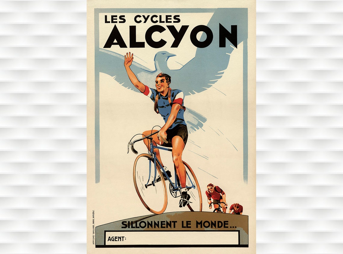 Les Cycles Alcyon Art Deco Bicycle Poster