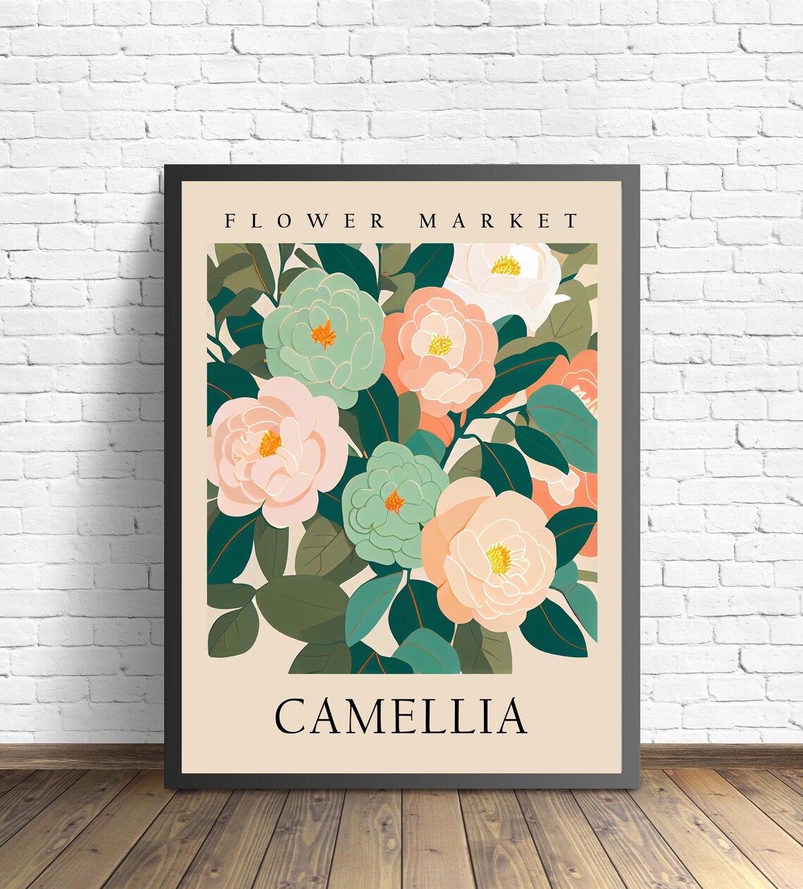 Camellia Flower Market Botanical Art Print