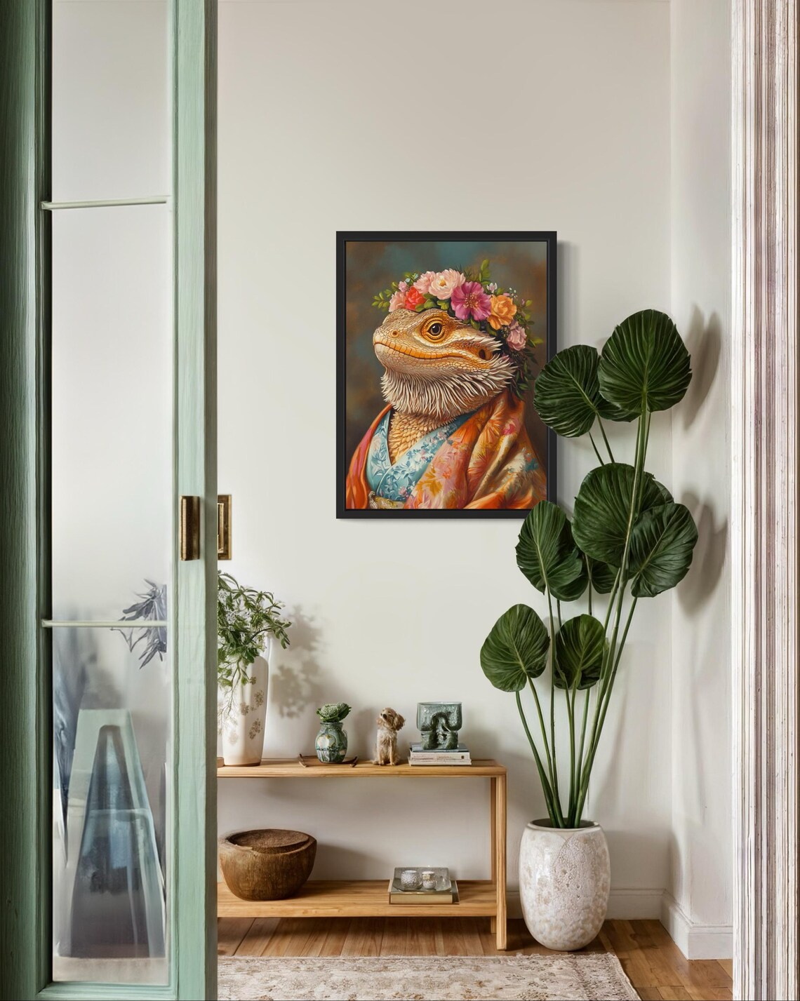 Bearded Dragon Poster Art Print, Kimono Flowers - Image 2