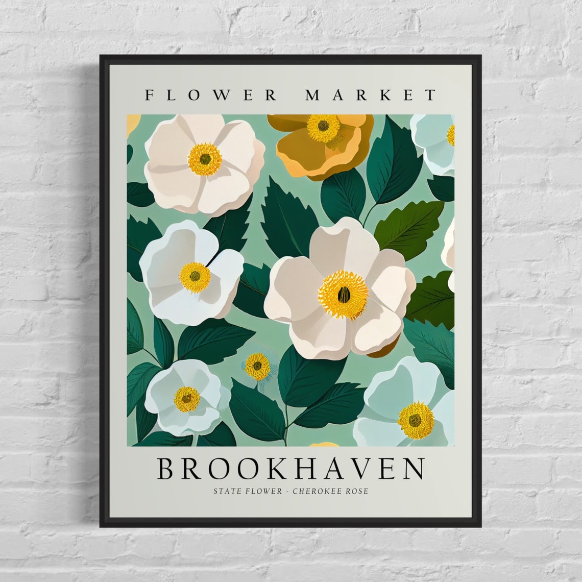 Brookhaven Georgia Cherokee Rose Botanical Flower Market Wall Art