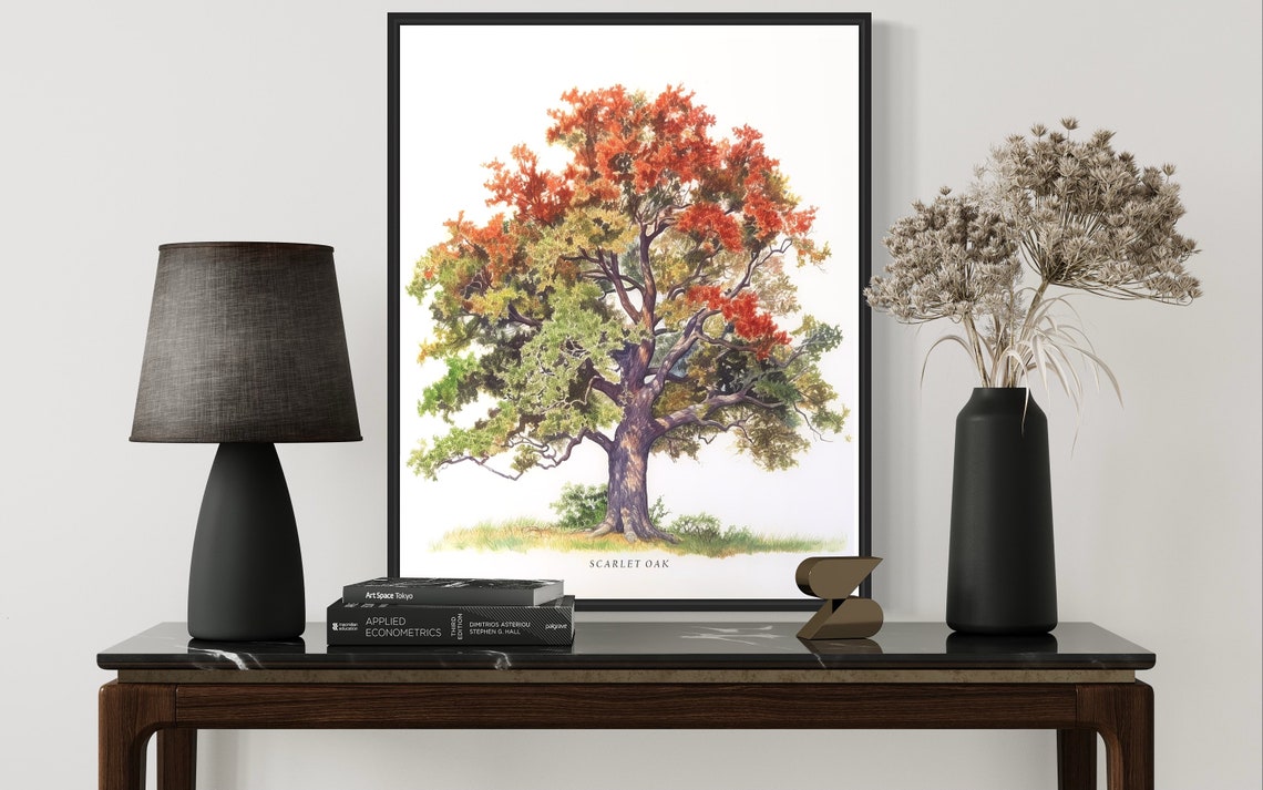 Scarlet Oak Tree Art Print Scarlet Oak Tree Wall Art Poster - Image 3