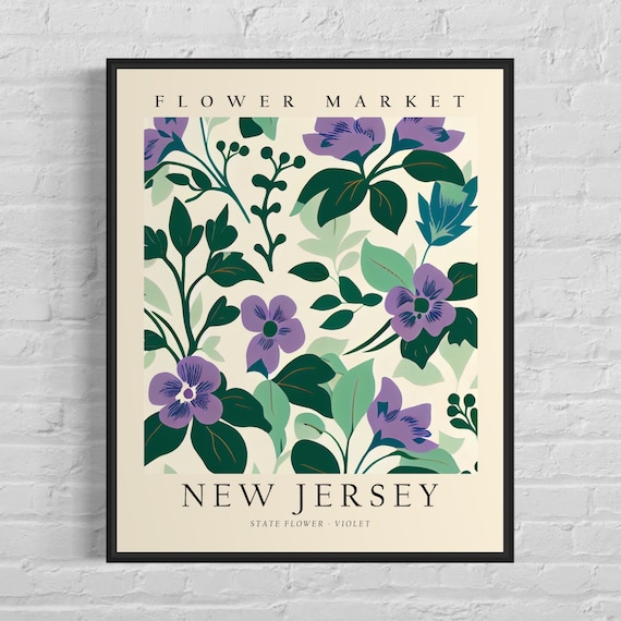 New Jersey State Flower Violet Botanical Art Print