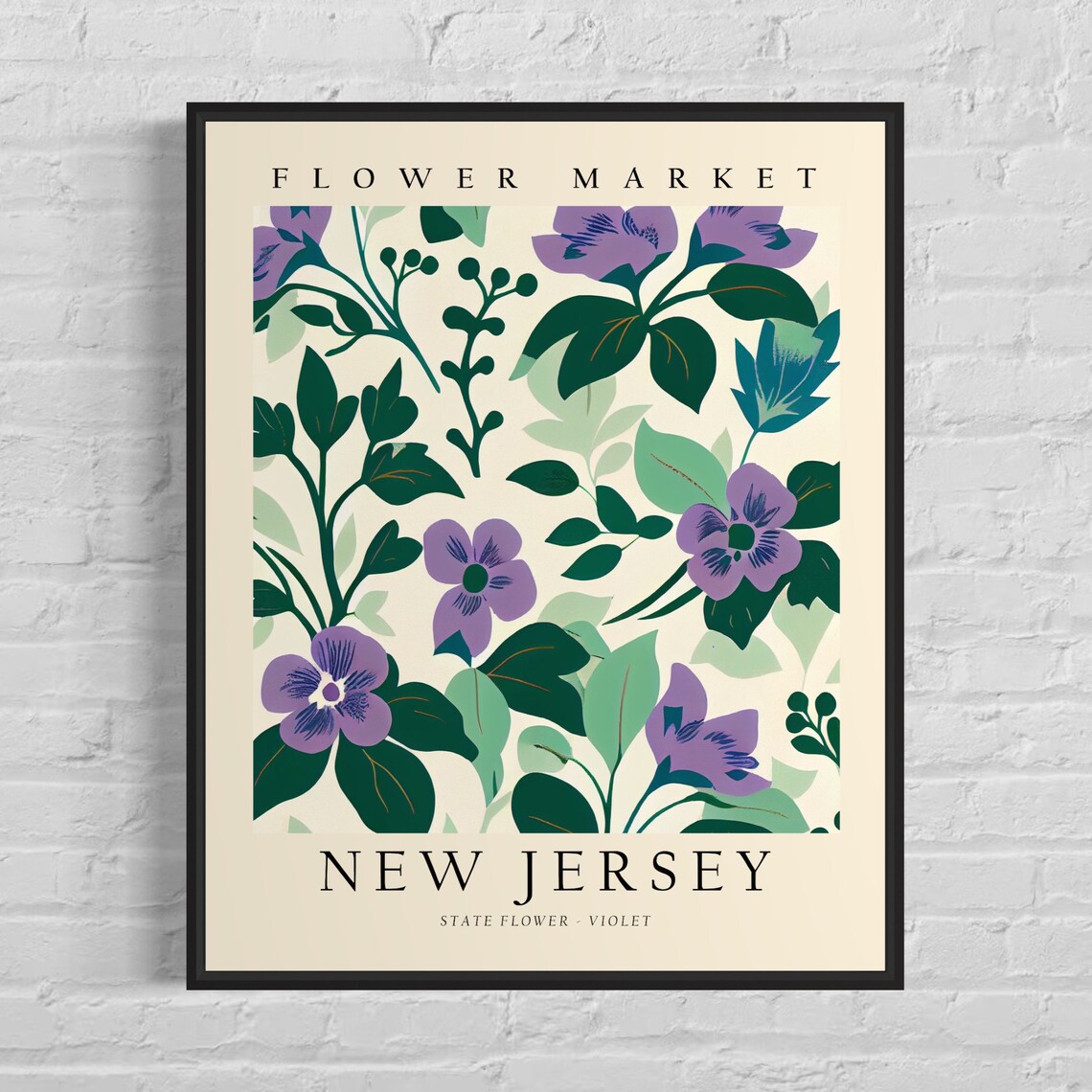 New Jersey State Flower Violet Botanical Art Print