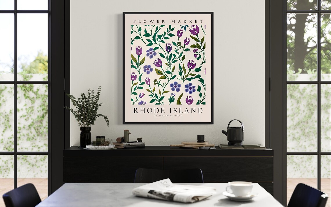 Rhode Island State Flower Violet Botanical Art Print - Image 2