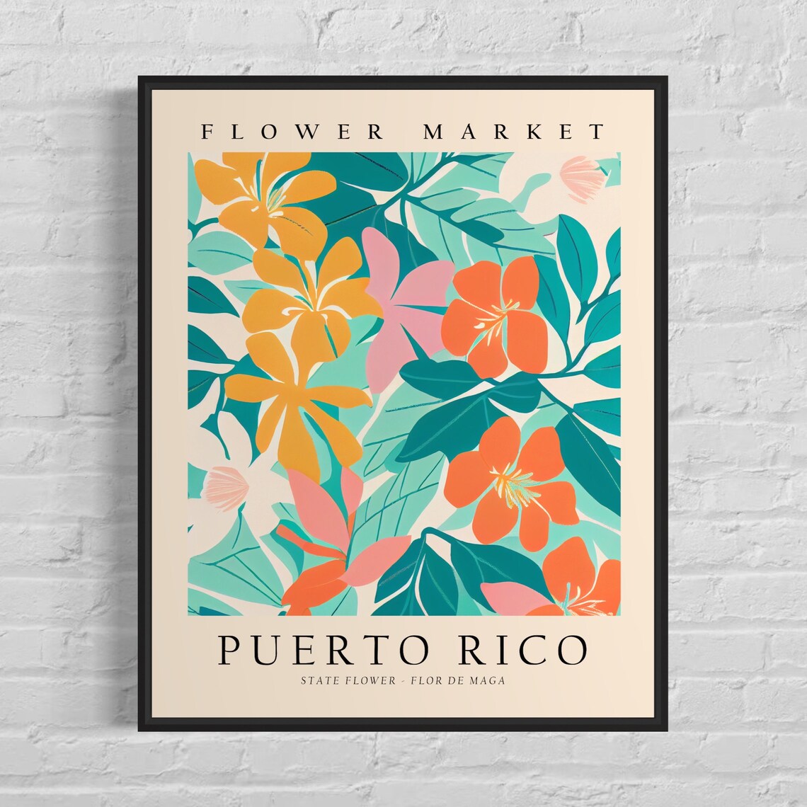 Puerto Rico Flor De Maga 1960s Botanical Art Print