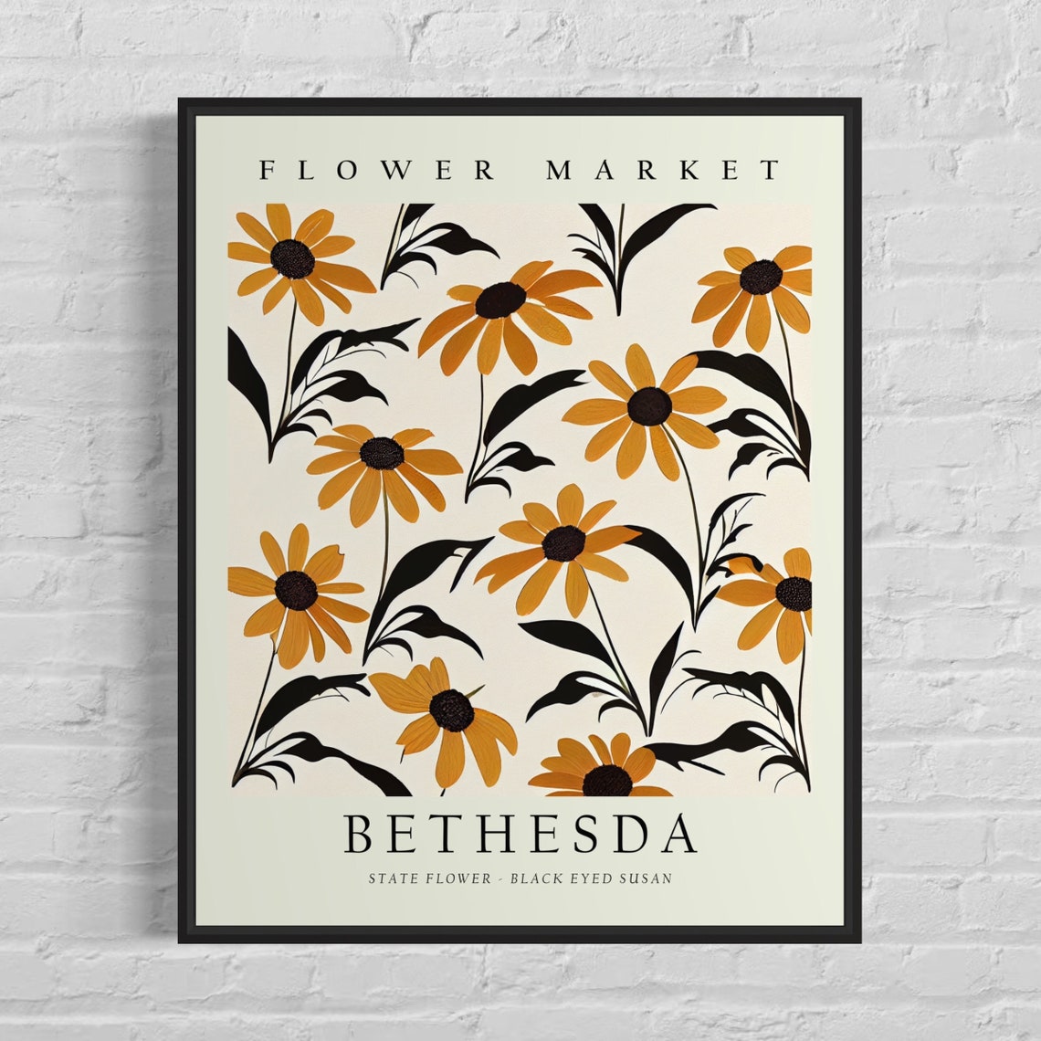 Bethesda Black Eyed Susan State Flower Market Blooming Poster
