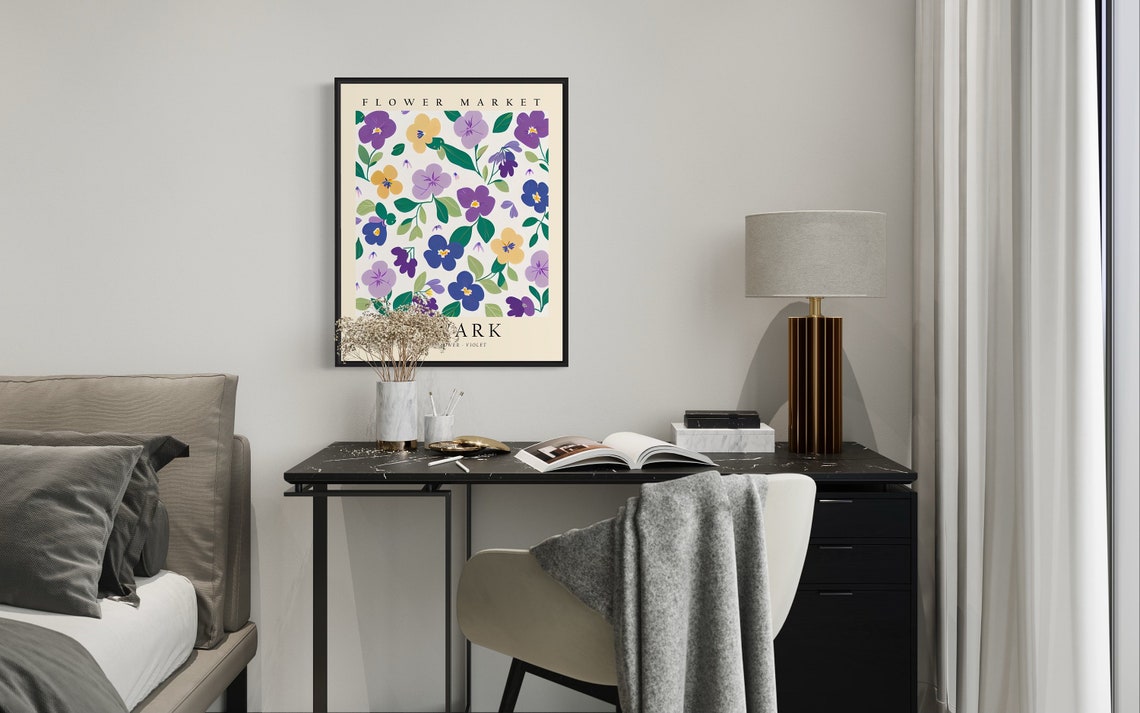 Newark Flower Market State Flower Violet Botanical Art Poster - Image 3