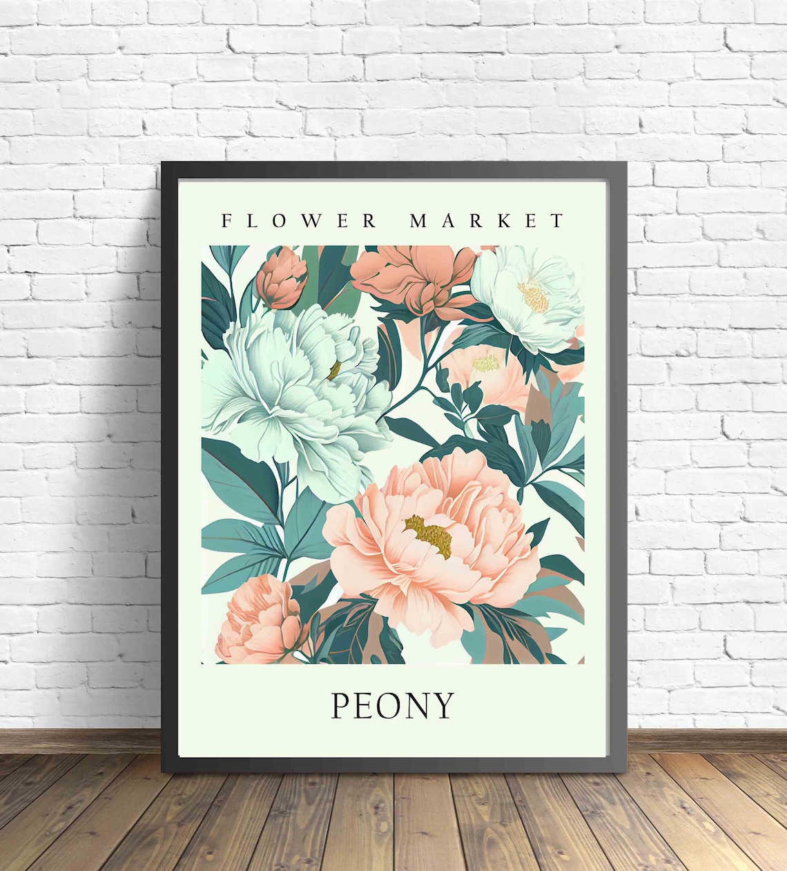 Peony Blush Layered Petals Botanical Flower Market Pastel Art Print