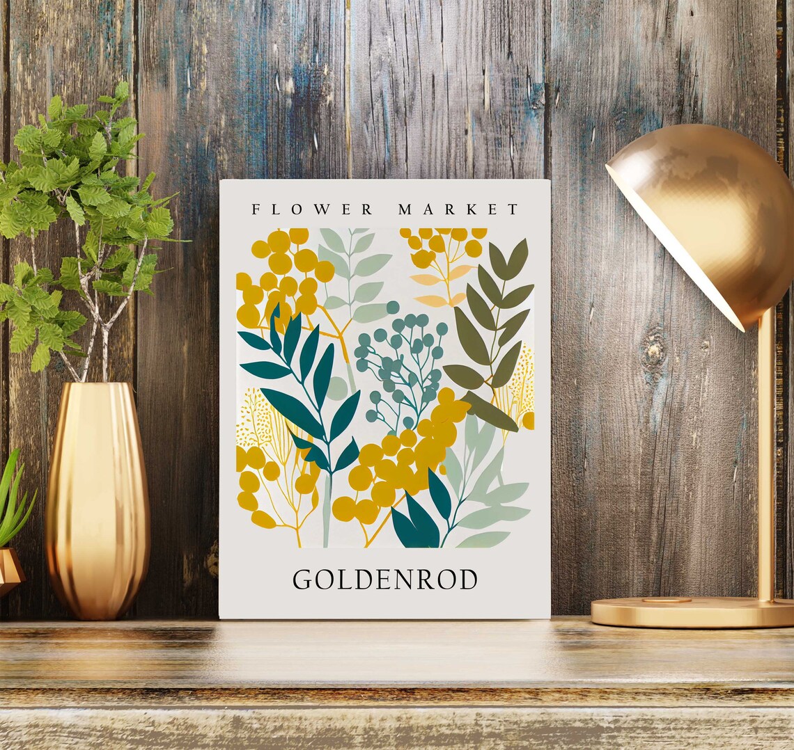 Goldenrod Mustard Yellow Botanical Flower Market Pastel Art Print - Image 2