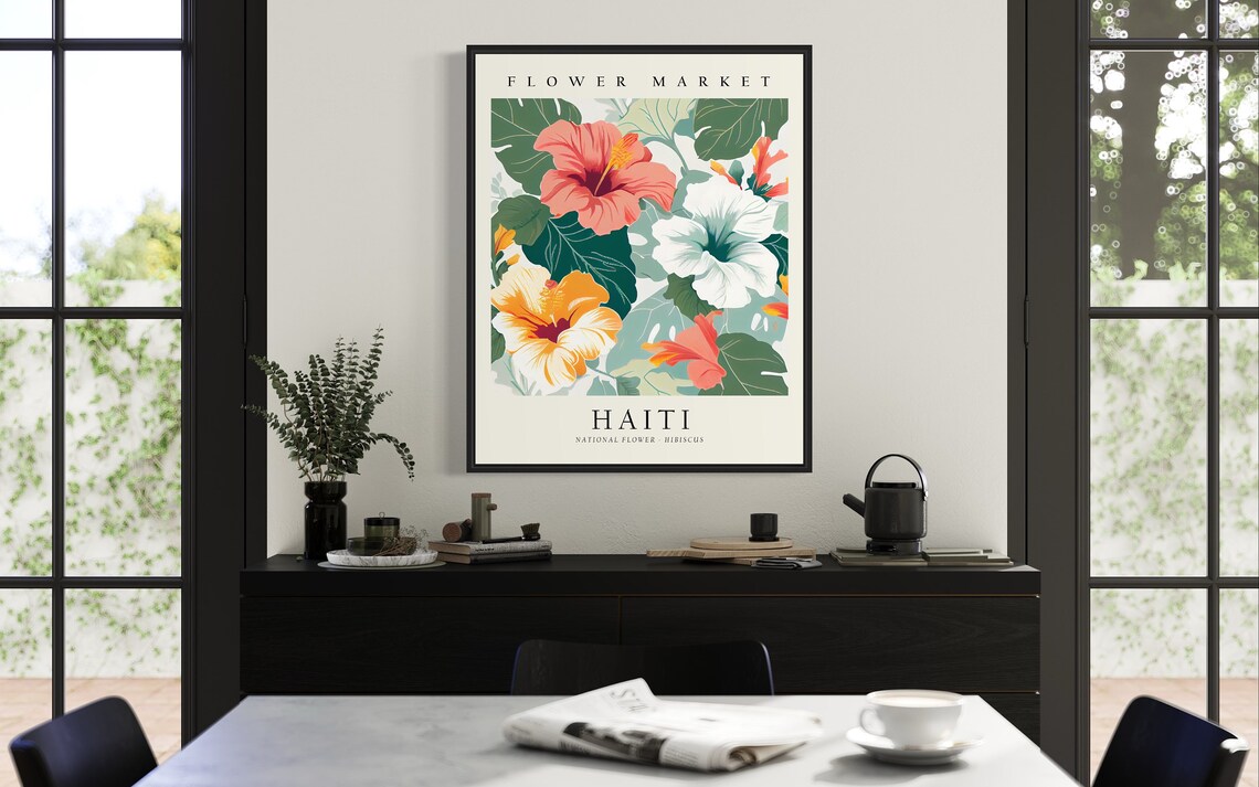 Haiti Flower Market Hibiscus Botanical Art Print - Image 3