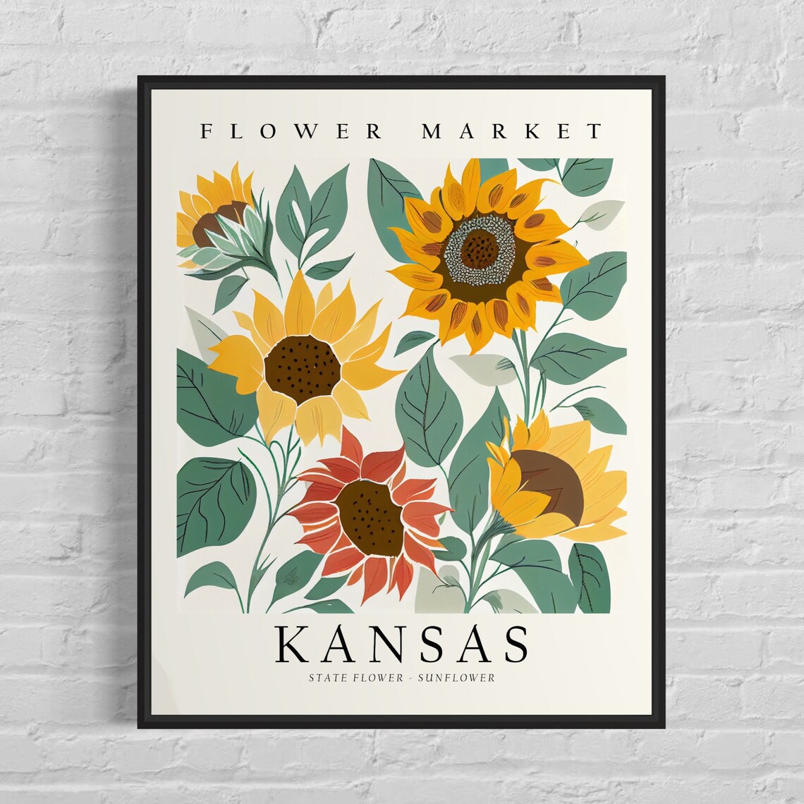 Kansas State Flower Sunflower Market Art Print