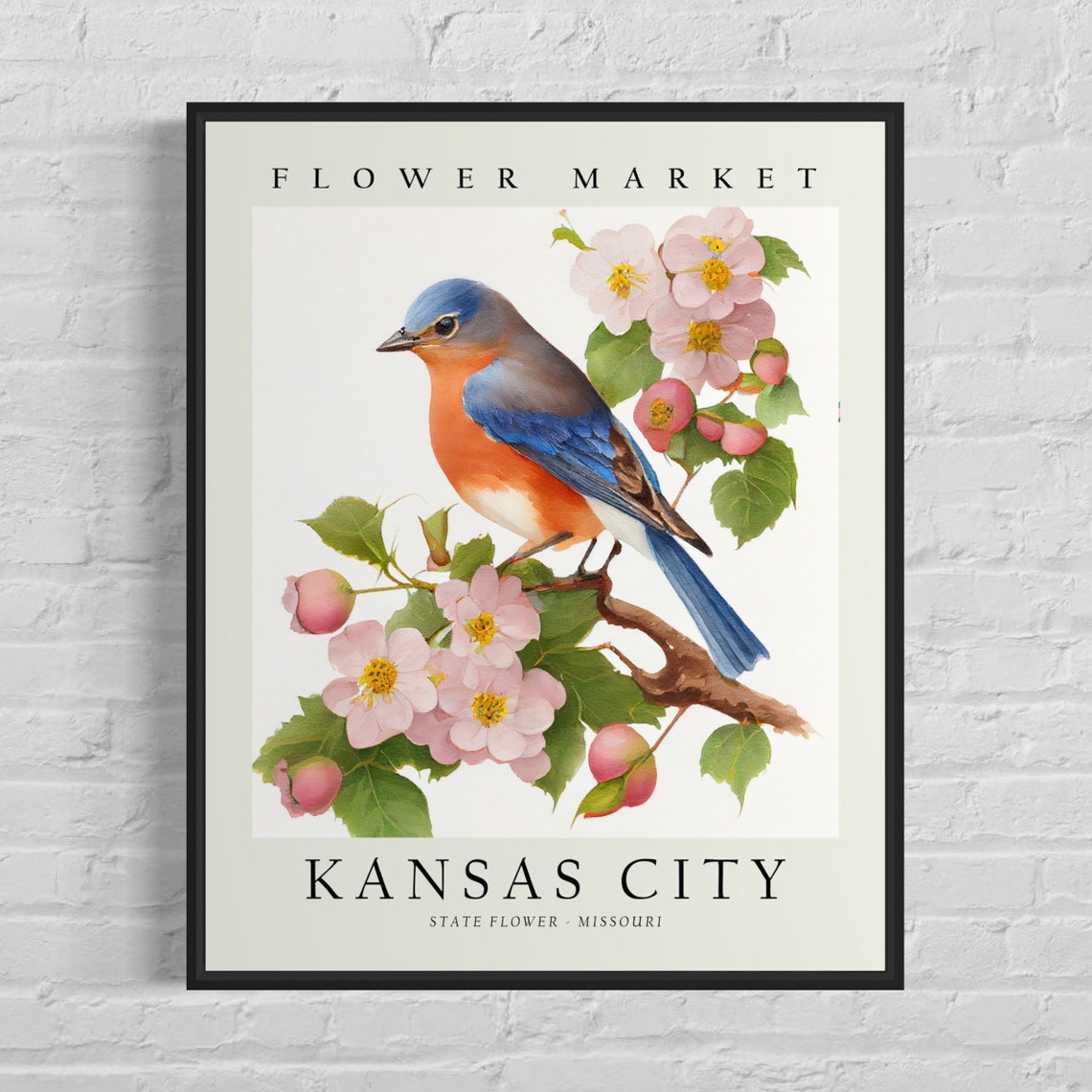 Kansas City Missouri Flower Market Art Print Kansas City Flower Wall Art Kansas City Botanical Pastel Artwork