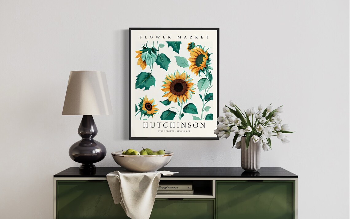 Hutchinson Flower Market Sunflower State Flower Botanical Poster - Image 3