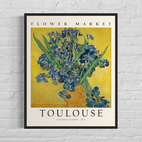 Toulouse France Flower Market Art Print Iris Flower Wall Art Poster