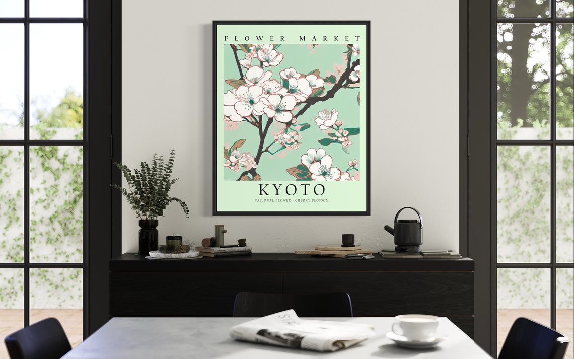 Kyoto Cherry Blossom Flower Market Botanical Floral Garden Art Poster - Image 3