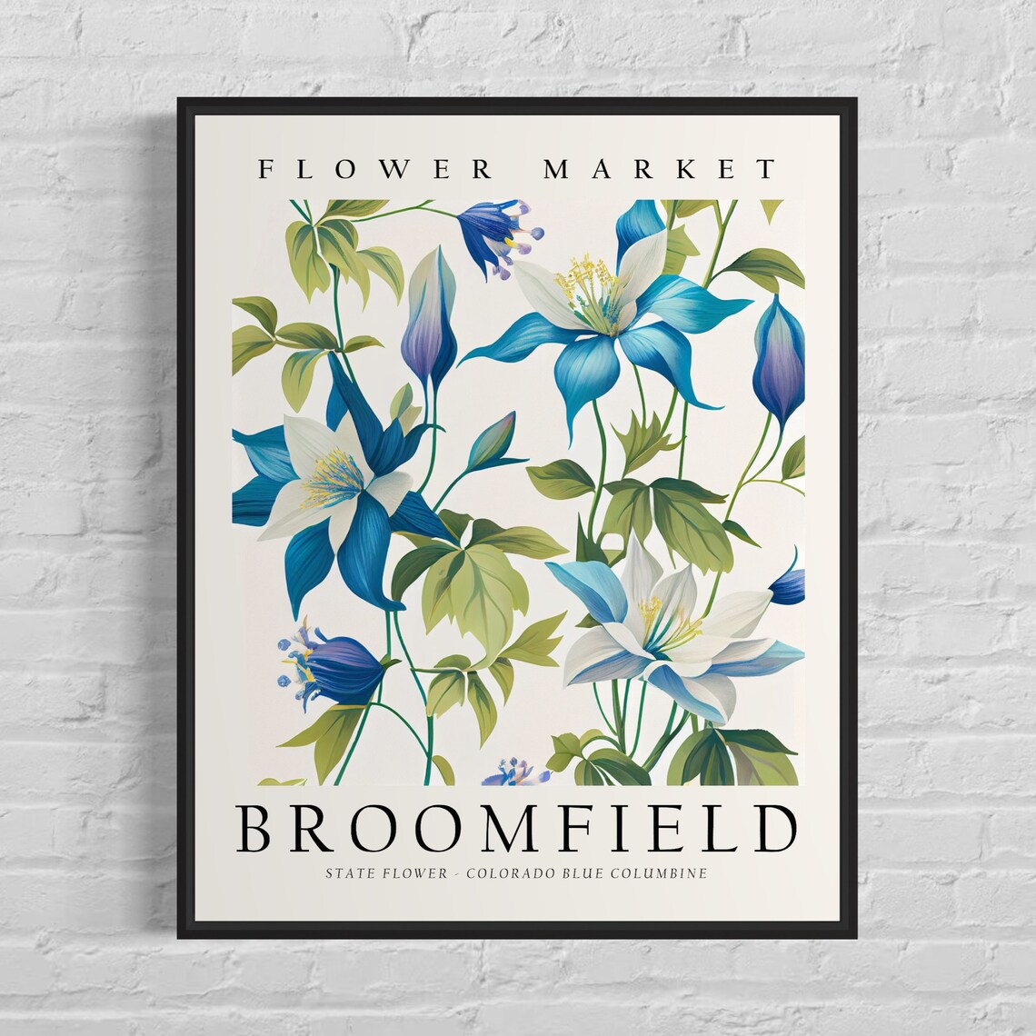 Broomfield Colorado Flower Market Blue Columbine Mountain Poster