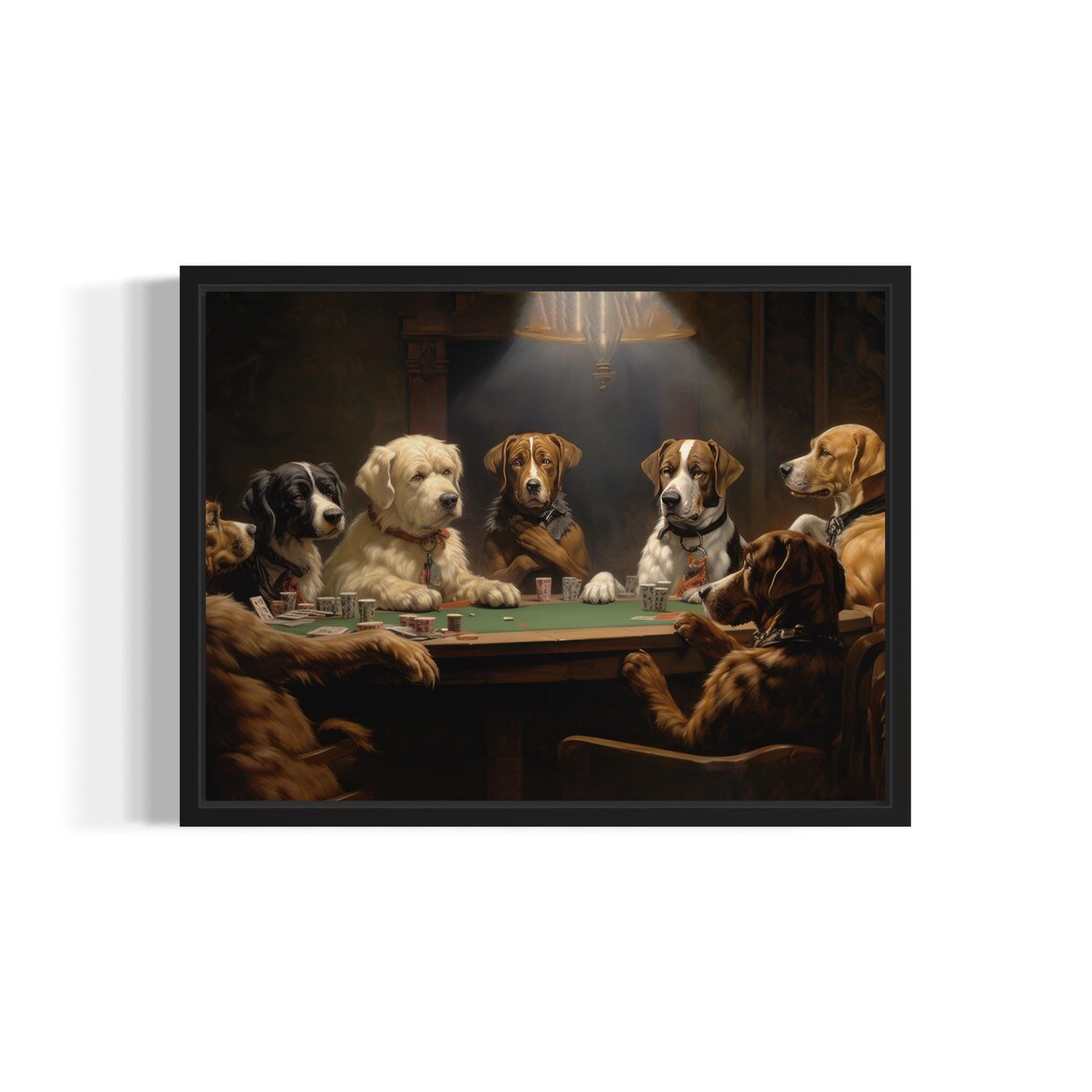Dogs Playing Poker Seven Hounds Card Table Classic Art Poster