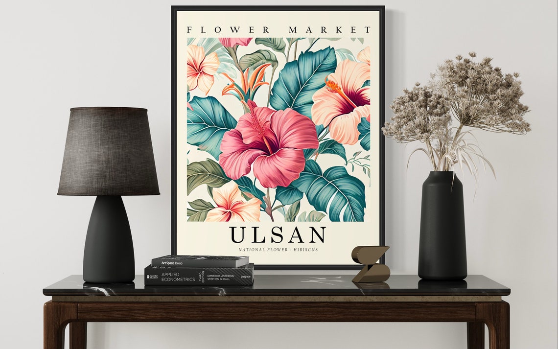 Ulsan Hibiscus Flower Market National Flower Vintage Botanical Poster - Image 2