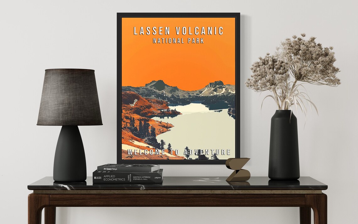 Lassen Volcanic National Park California Lake Sunset Travel Poster - Image 3
