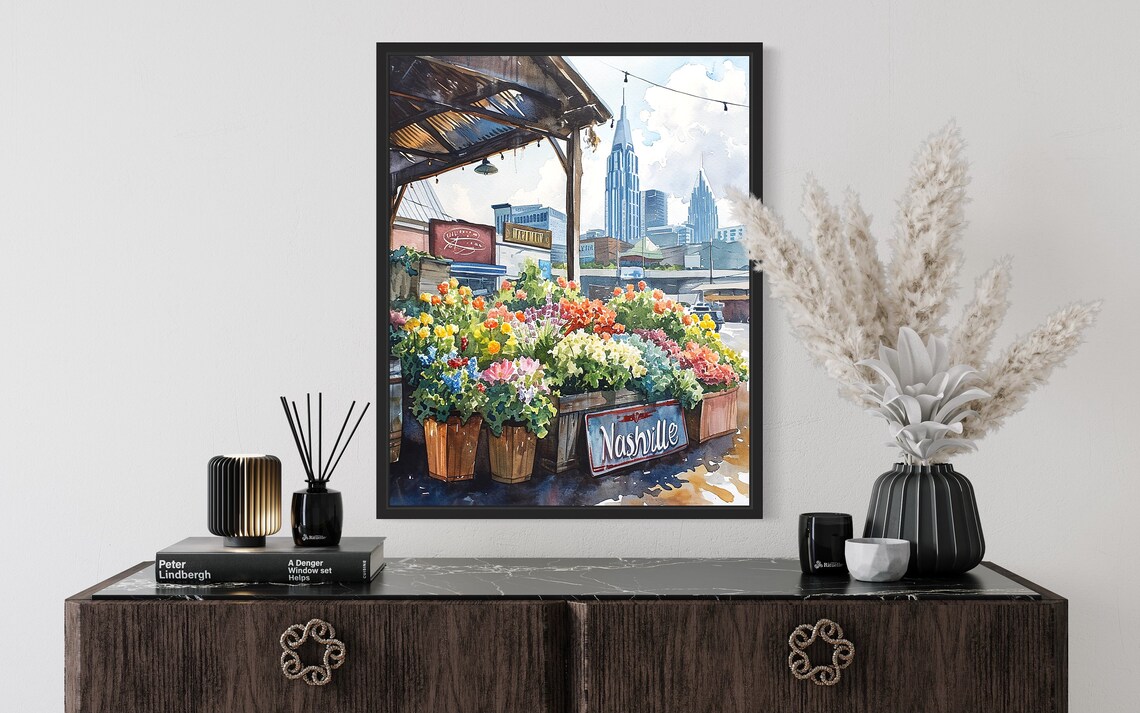 Nashville Flower Market Neutral Botanical Art Print - Image 2