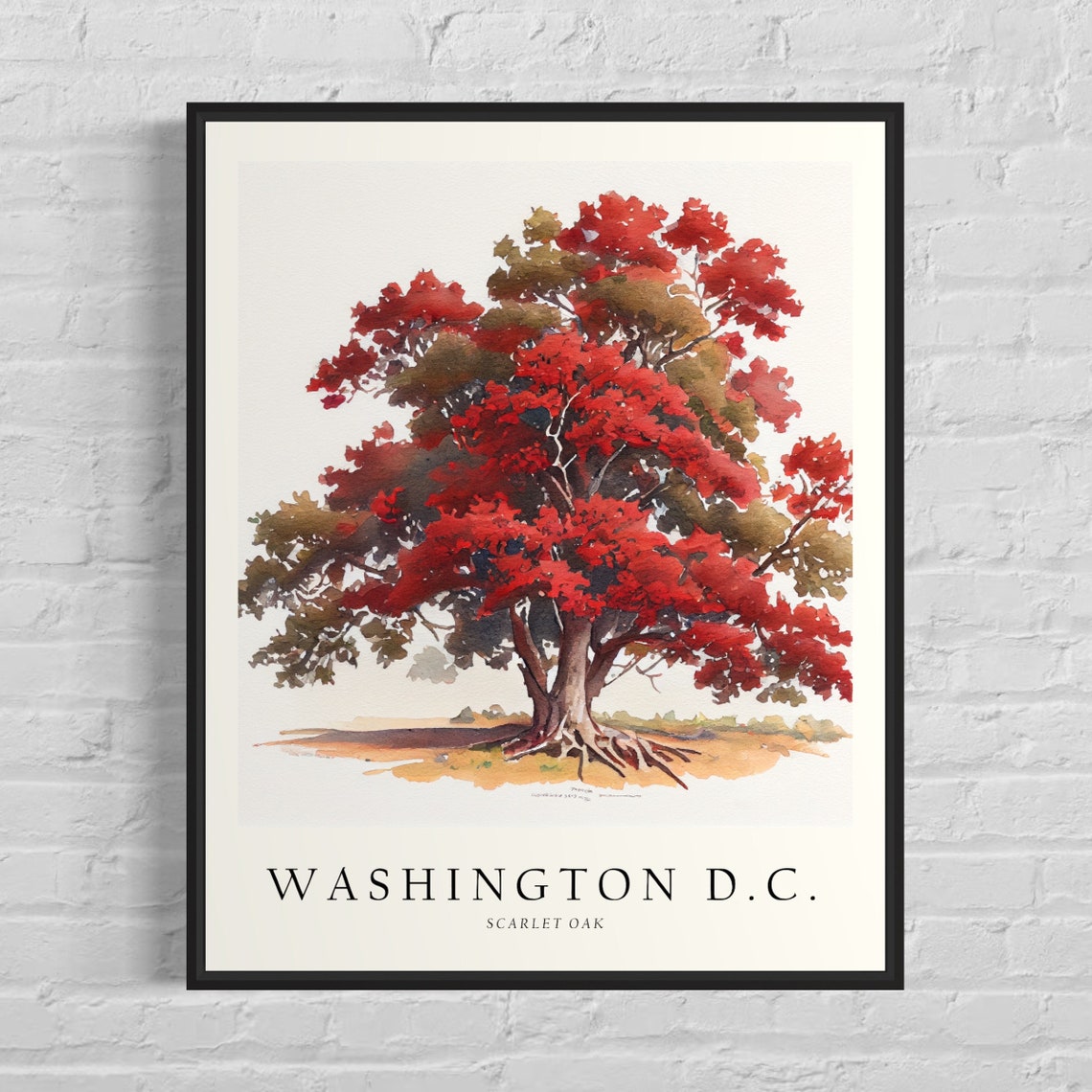 Washington Dc State Tree Art Print Scarlet Oak Tree Wall Art State Tree Symbol Artwork