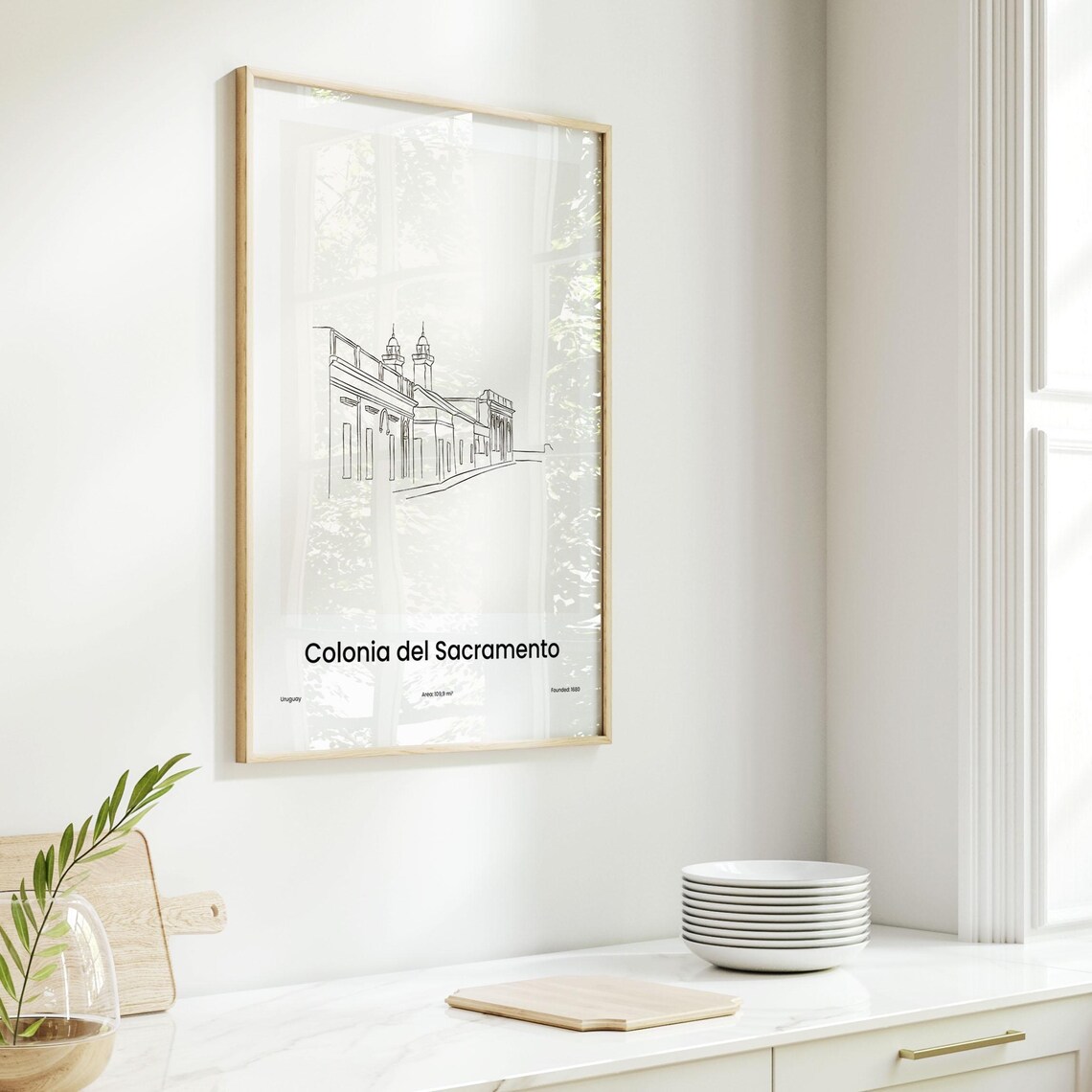 Colonia del Sacramento Uruguay Colonial Street One Line Drawing Poster - Image 6