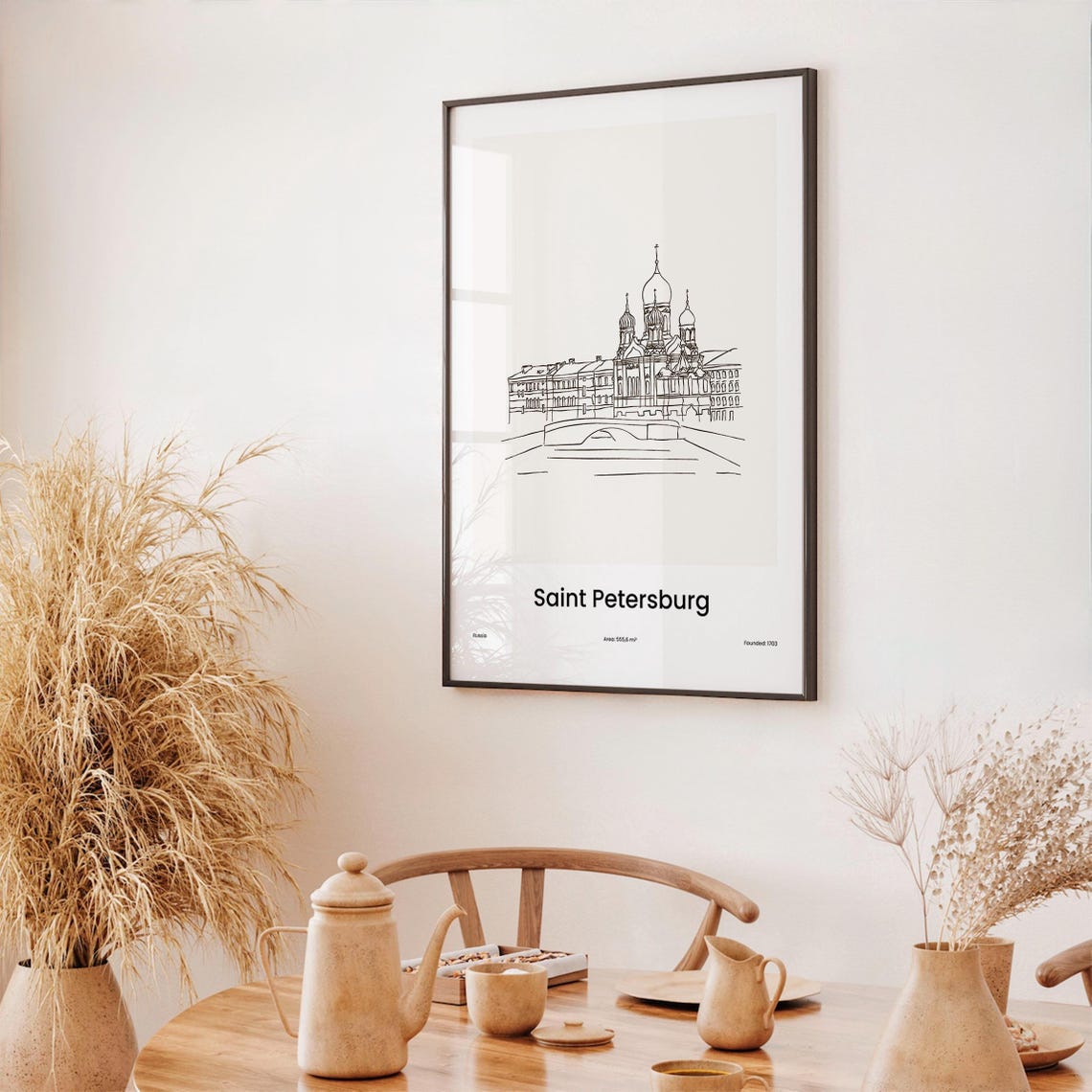 Saint Petersburg Russia Onion Domes Church One Line Drawing Poster - Image 3