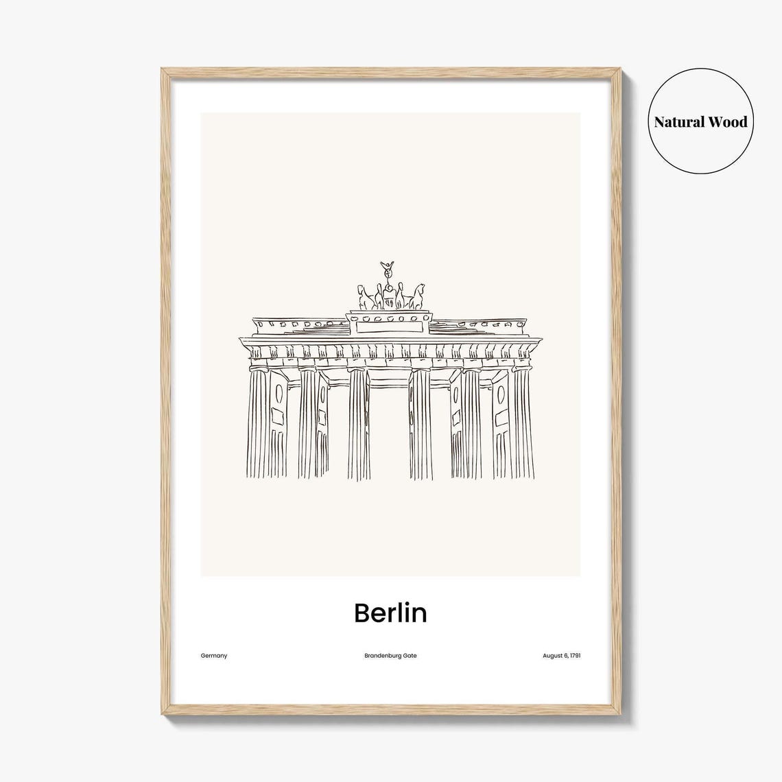 Berlin Germany Brandenburg Gate Minimalist Line Drawing Poster - Image 2