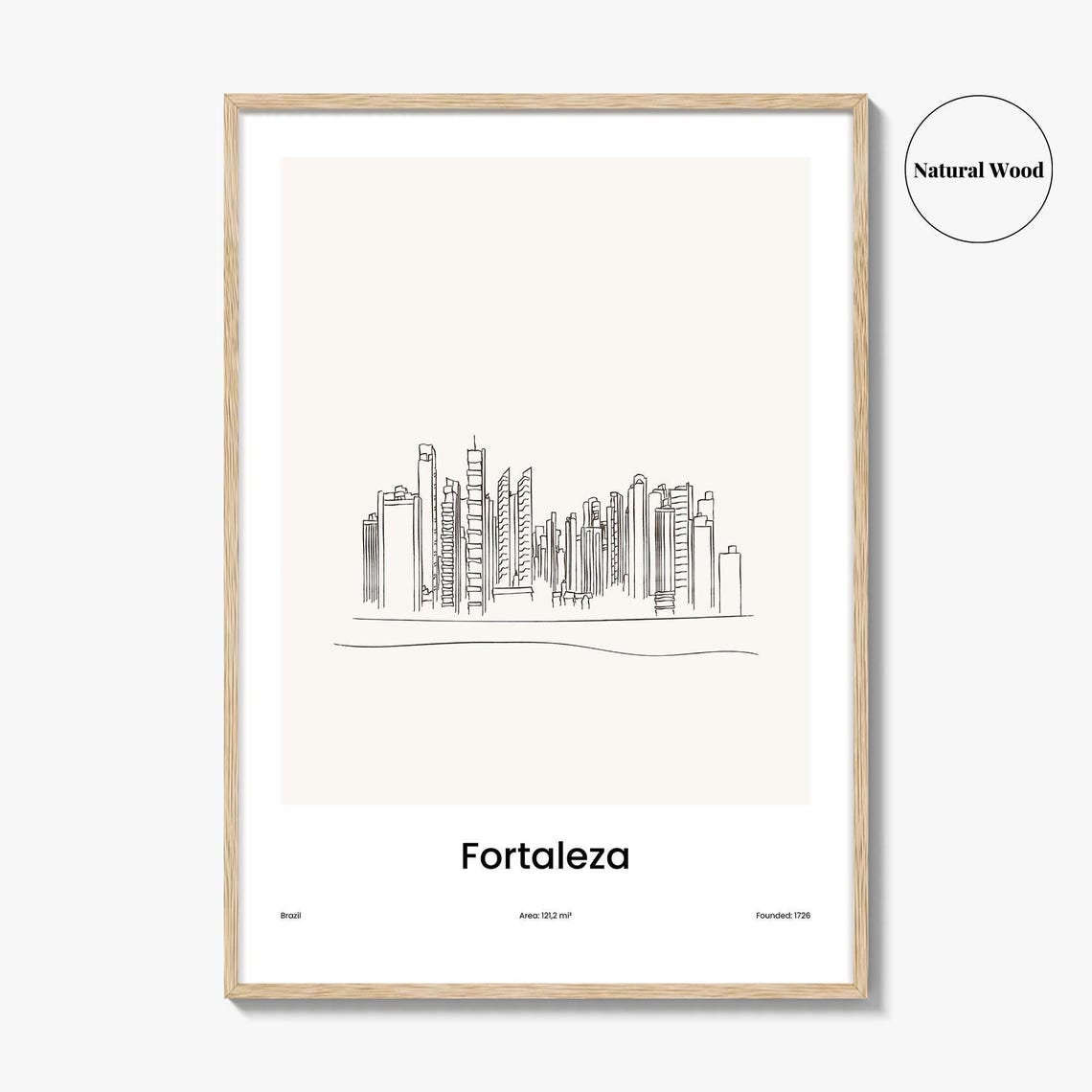 Fortaleza Brazil Beachfront Skyline Minimalist Line Drawing Poster - Image 2
