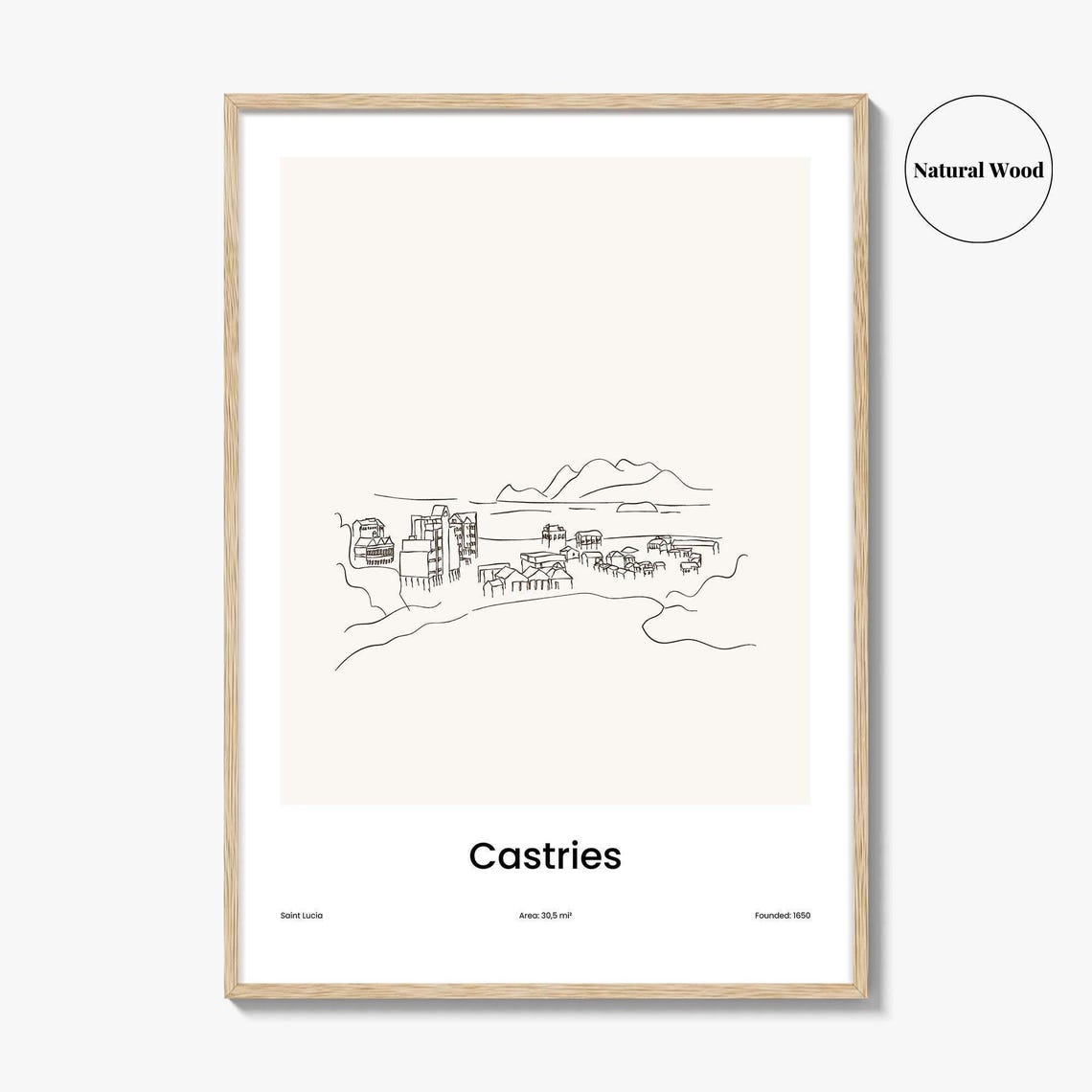 Castries Saint Lucia Harbor Coast One Line Minimalist Art Poster - Image 2