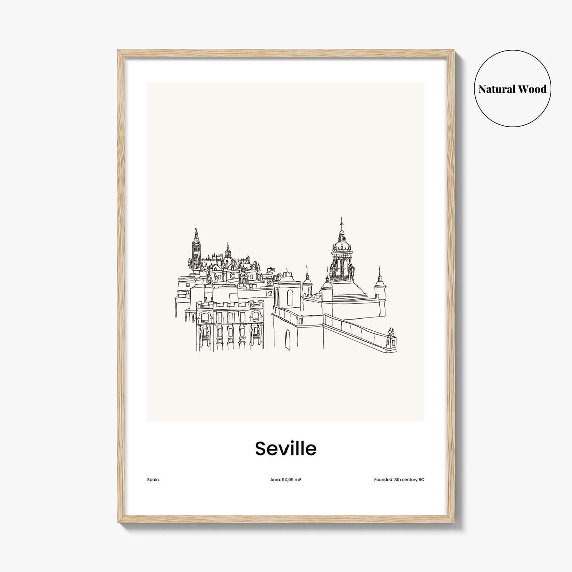 Seville Spain Cathedral Minimalist Line Drawing Old Town Poster - Image 2