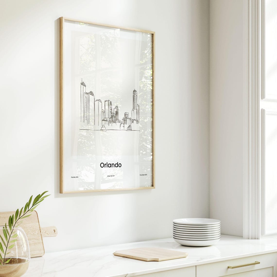 Orlando Florida USA Downtown Skyline One Line Drawing Poster - Image 6