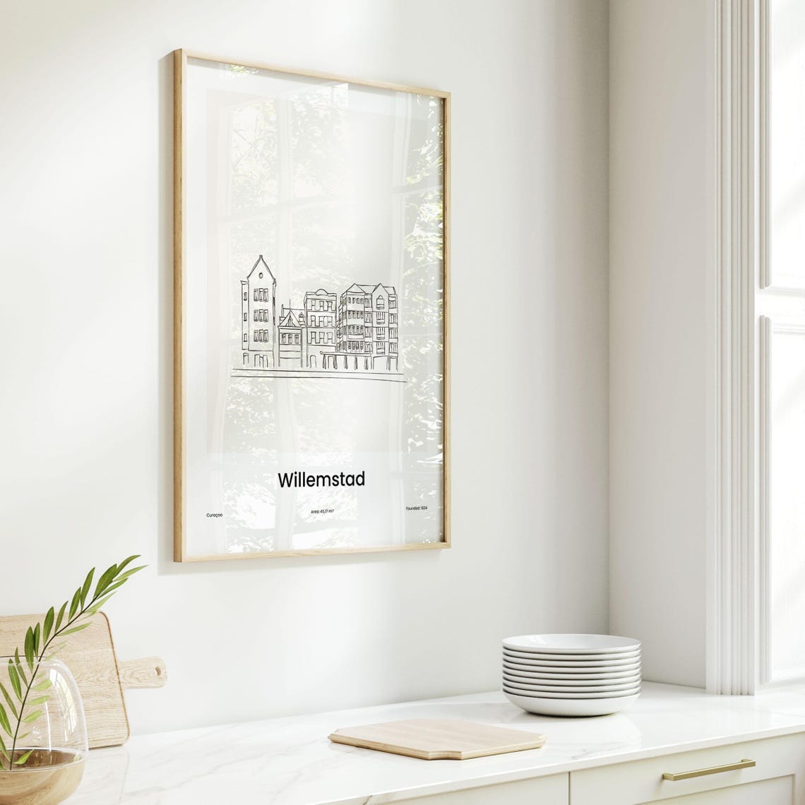 Willemstad Curacao Waterfront Minimalist Line Drawing Poster - Image 6