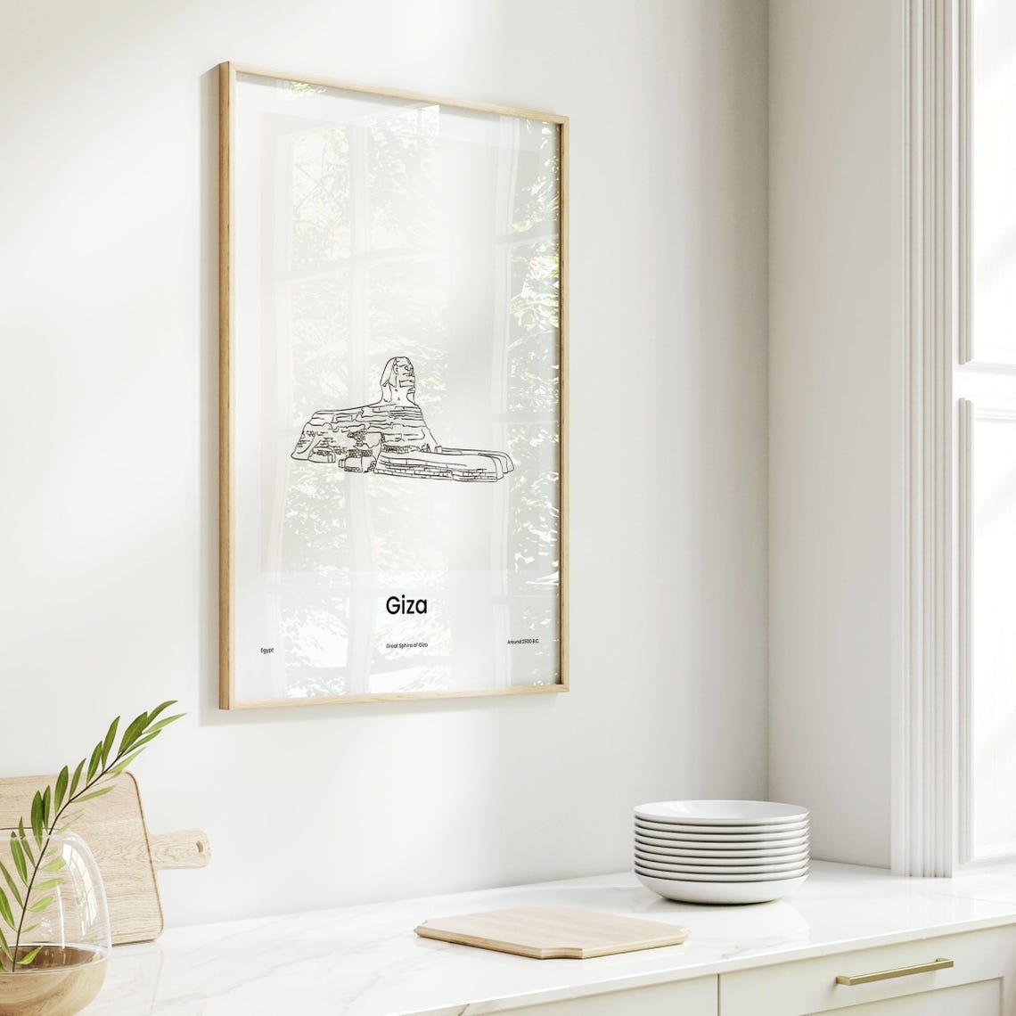 Giza Egypt Ancient Great Sphinx Minimalist Line Drawing Poster - Image 6