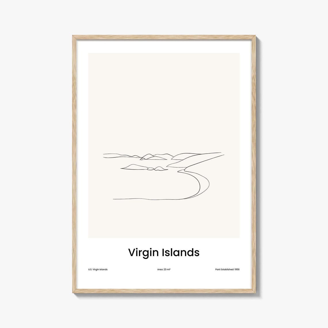 Virgin Islands National Park Coastline Minimalist Line Art Poster
