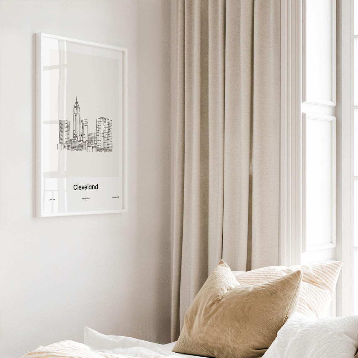 Cleveland Ohio Minimalist Line Drawing Downtown Skyline Poster - Image 4