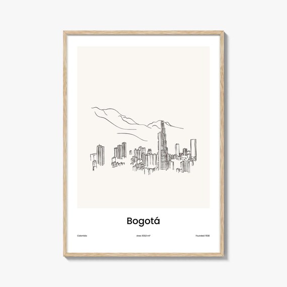 Bogotá Colombia Mountain Skyline Minimalist Line Drawing Poster