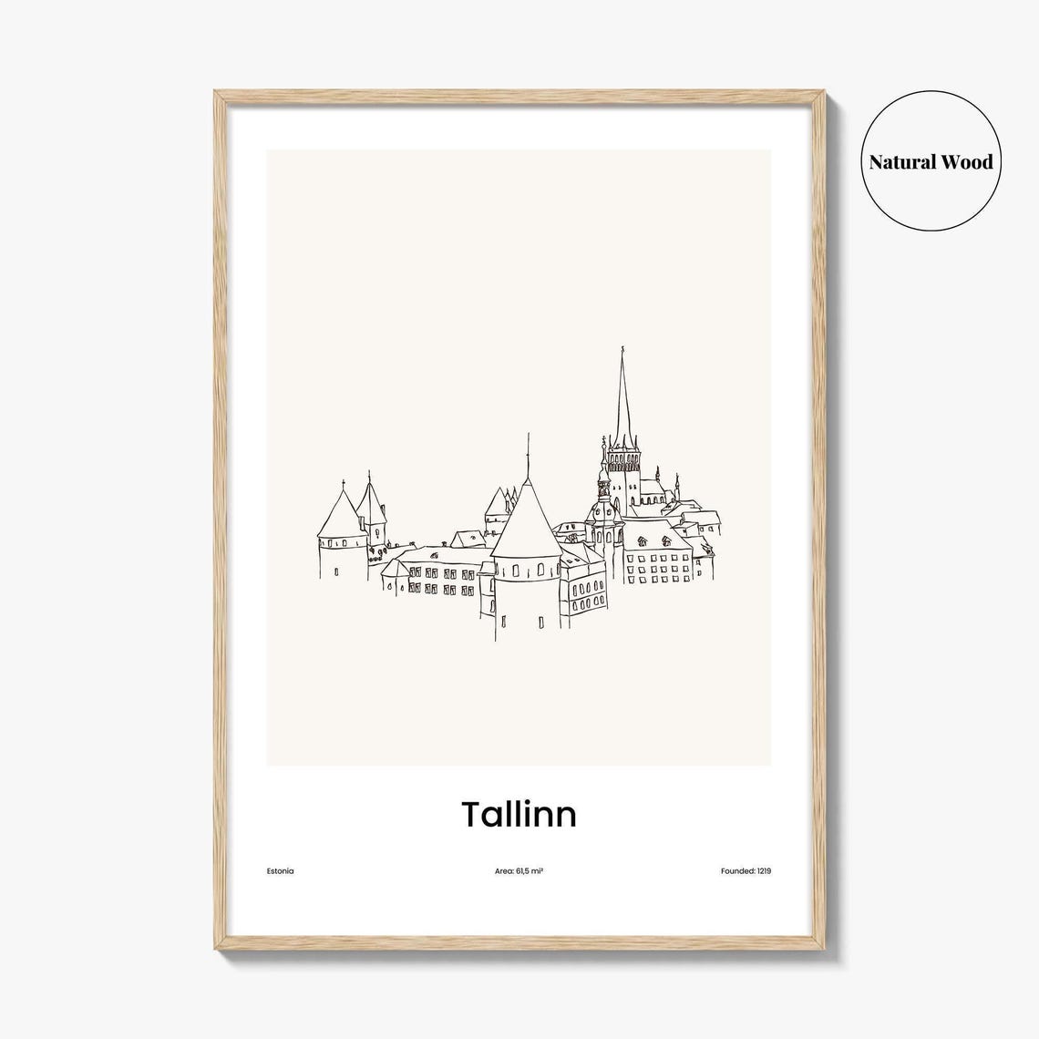 Tallinn Estonia Medieval Old Town Minimalist Line Drawing Poster - Image 2