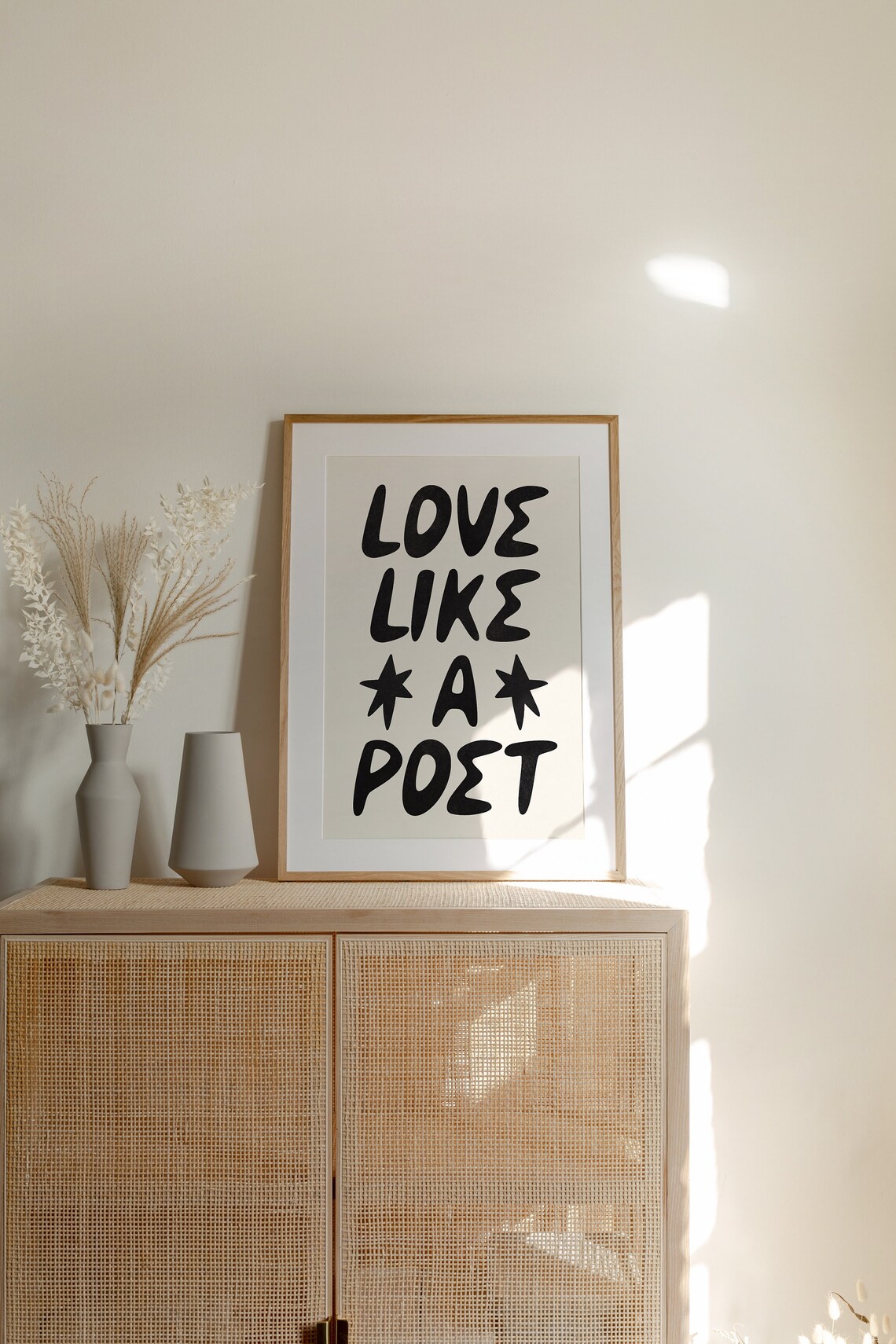 Love Like A Poet Black White Hand Drawn Romantic Quote Art Poster - Image 2