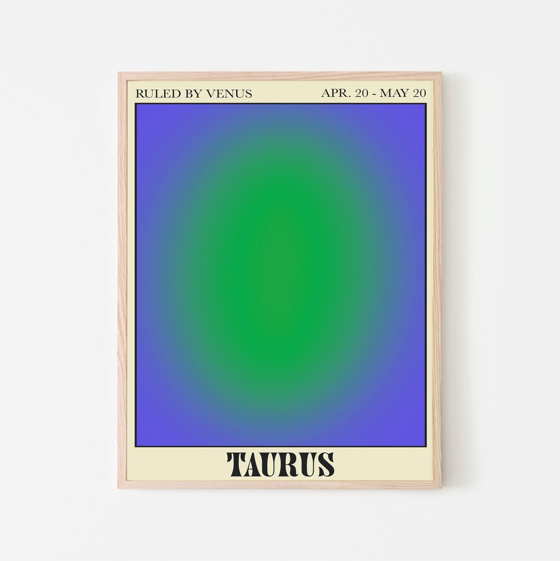 Taurus Zodiac Aura Poster Ruled by Venus in Green and Blue Tones - Image 3