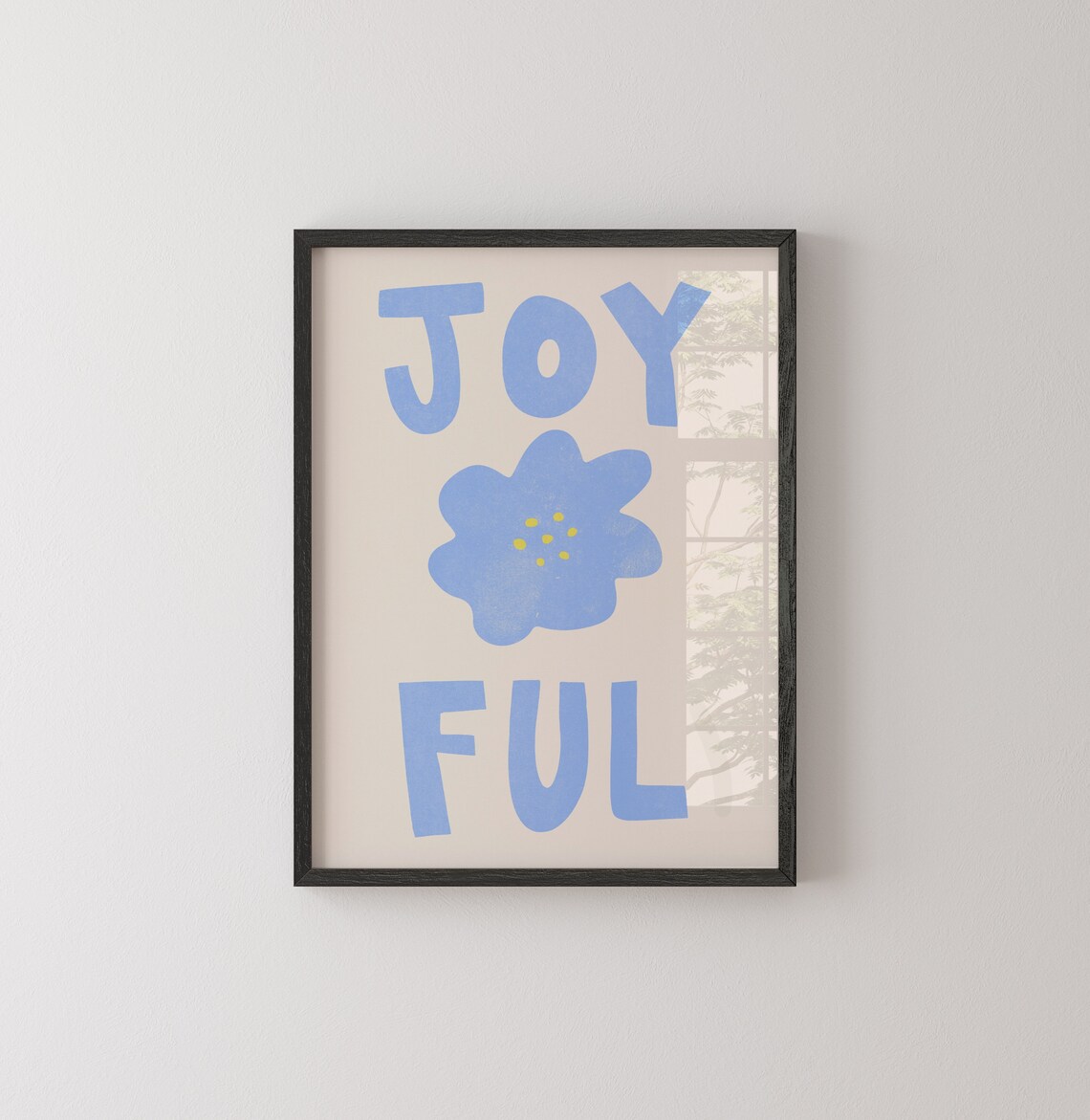 Joyful Blue Flower Typography Happy Quote Minimalist Art Poster - Image 2