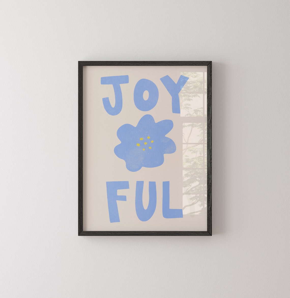 Typography Joyful Wall Art Pastel Blue Flower Mid Century Modern Minimalist Home Decor Cute Happy Kids Aesthetic - Image 2