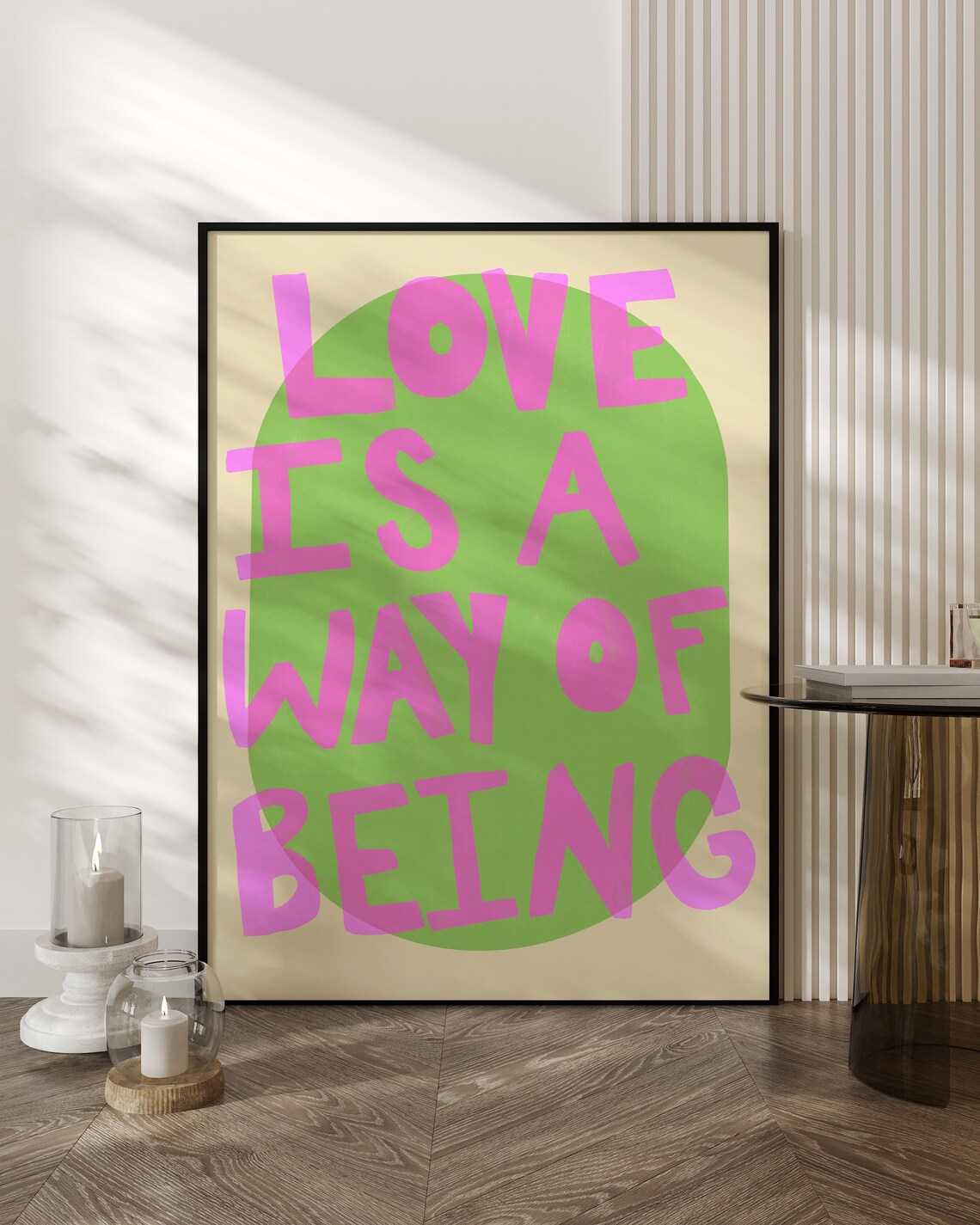Pastel Pink And Green Love Typography Art Print - Image 3