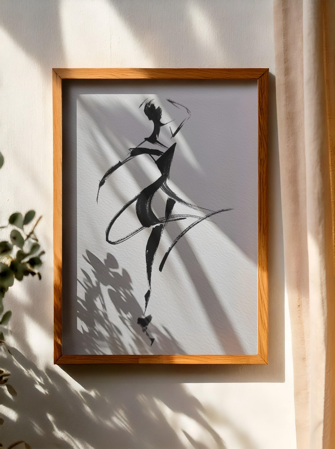 Ink Brush Ballerina Dancer Expressive Bold Black Line Art Poster
