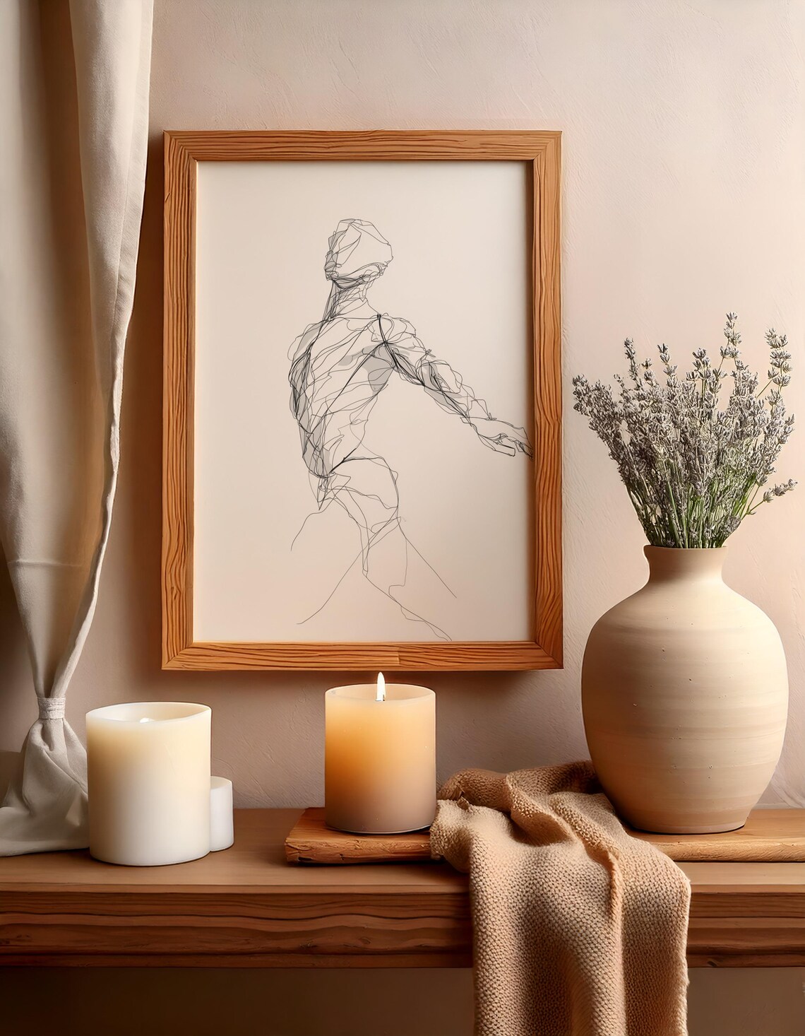 Abstract Standing Figure Line Drawing Minimalist Body Poster