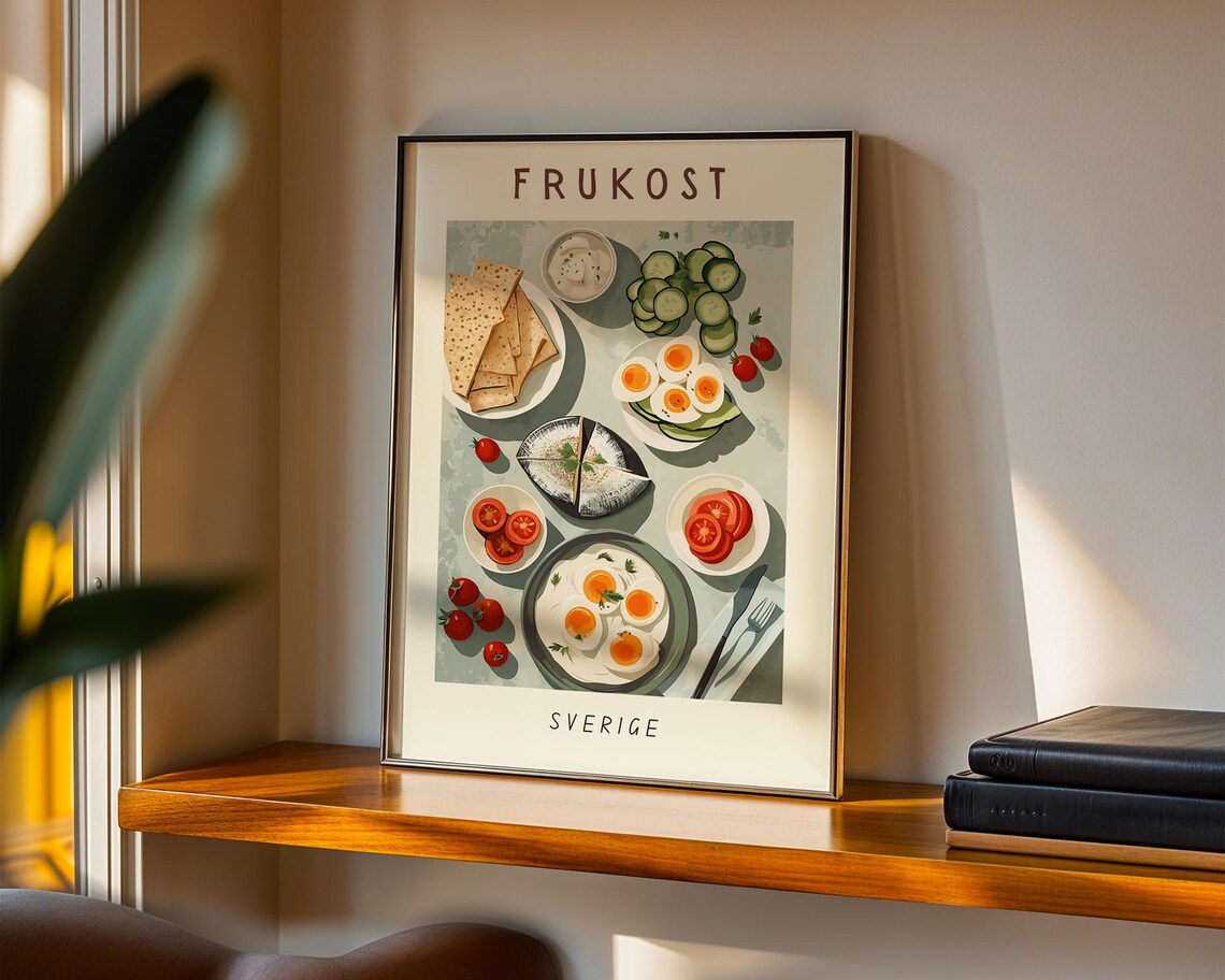 Swedish Breakfast Poster, Scandinavian Kitchen Art