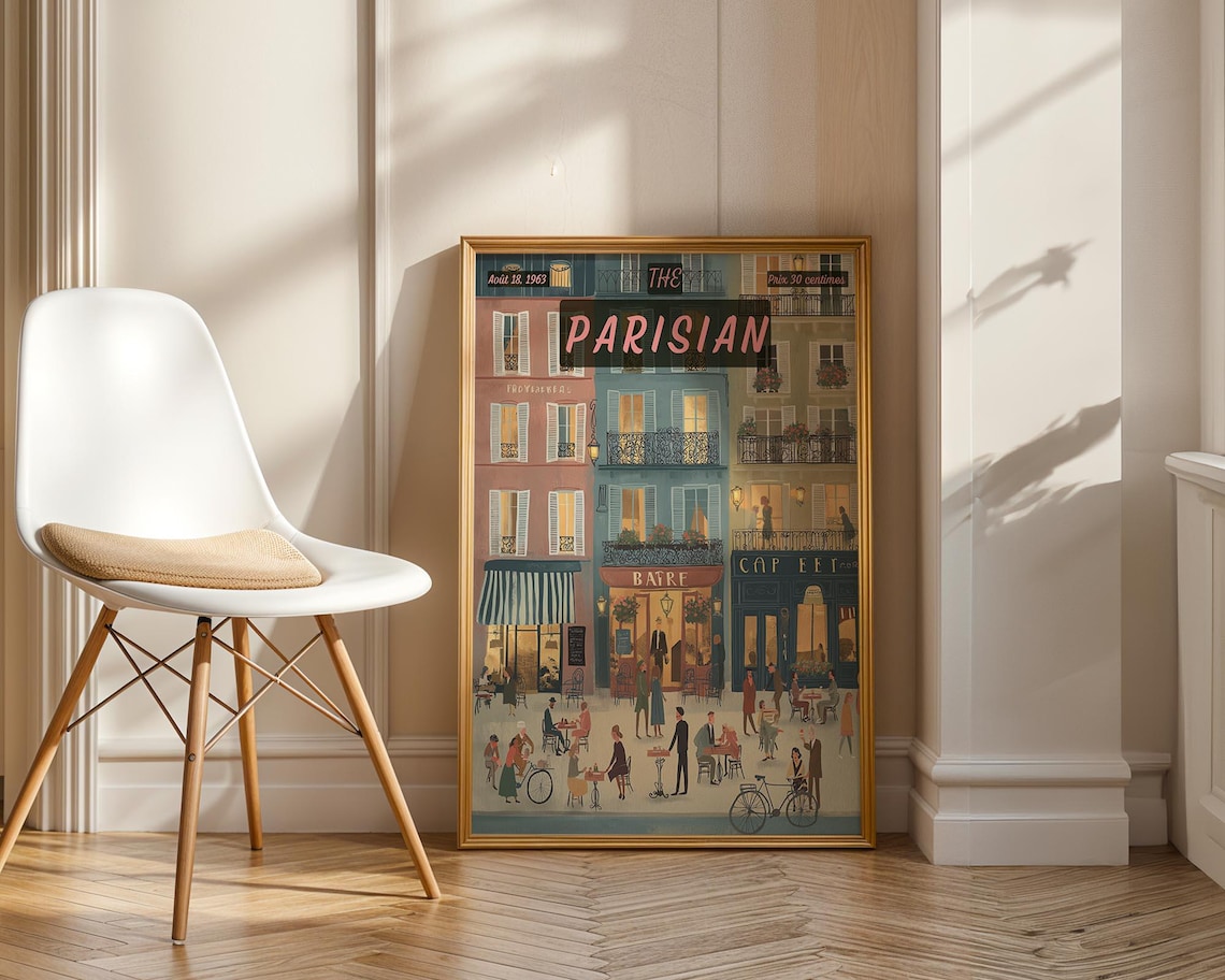 Parisian Vintage Cover Poster, 60s Travel Poster
