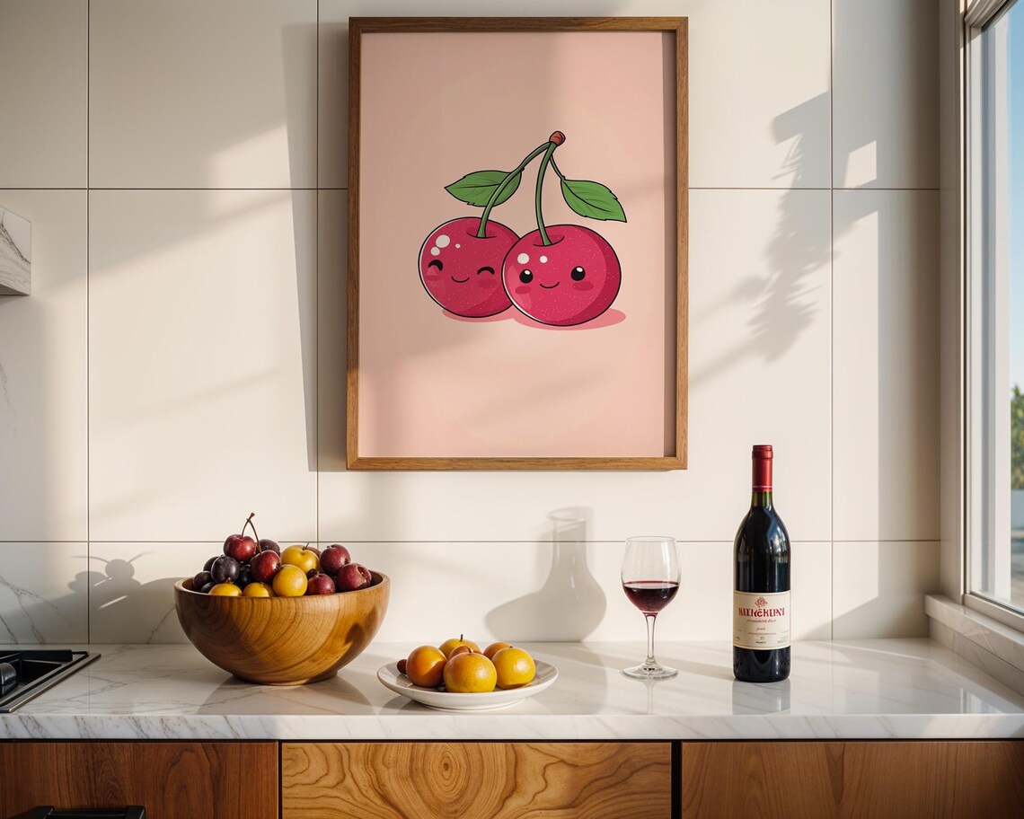 Cute Cherry Art Print, Kitchen Room Decor - Image 6