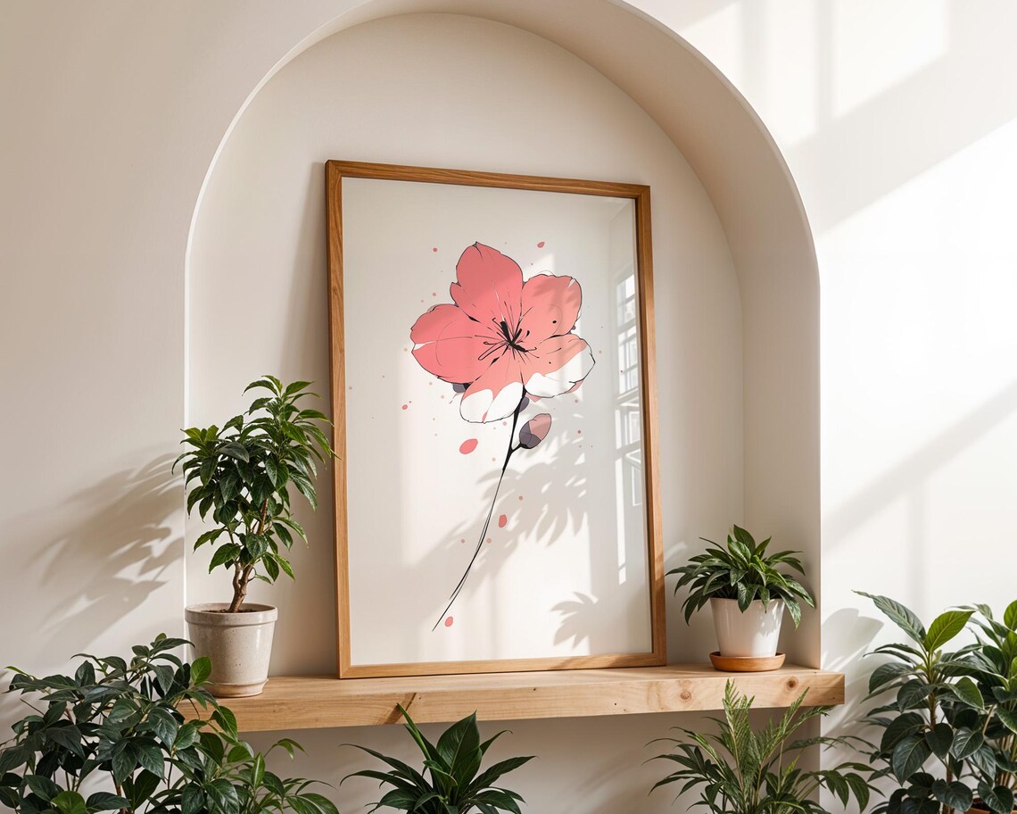 Pink Flower Art Print for Home, Kitchen Office Decor - Image 5