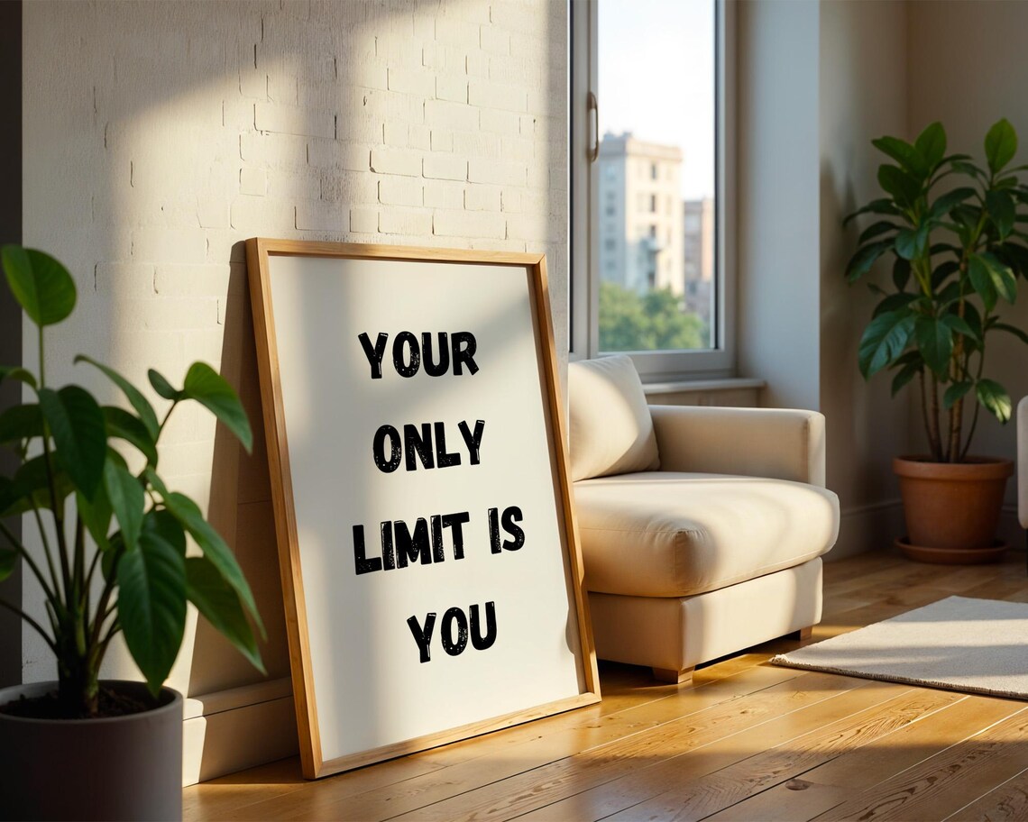 Your Only Limit Is You Bold Black Quote Motivational Wall Art - Image 2